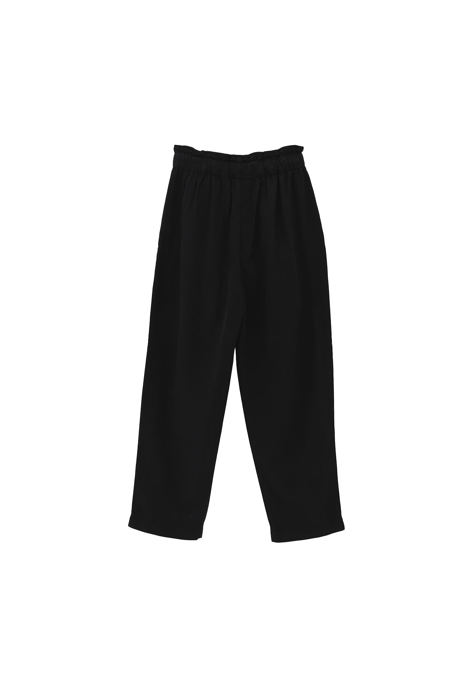 Pleated Ultra High Waist Baggy Pants - BLACK