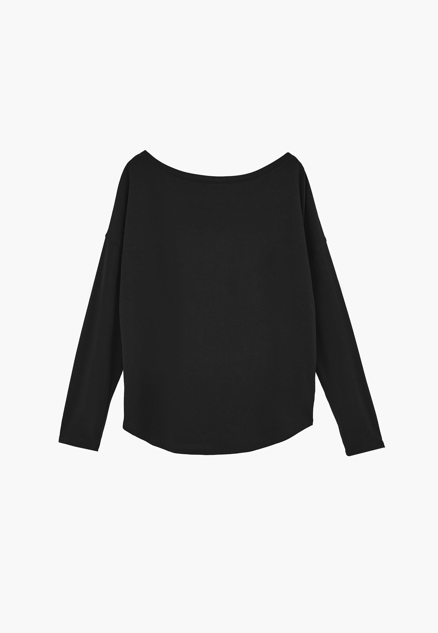Lightweight Boat Neck Knit Sweater - BLACK