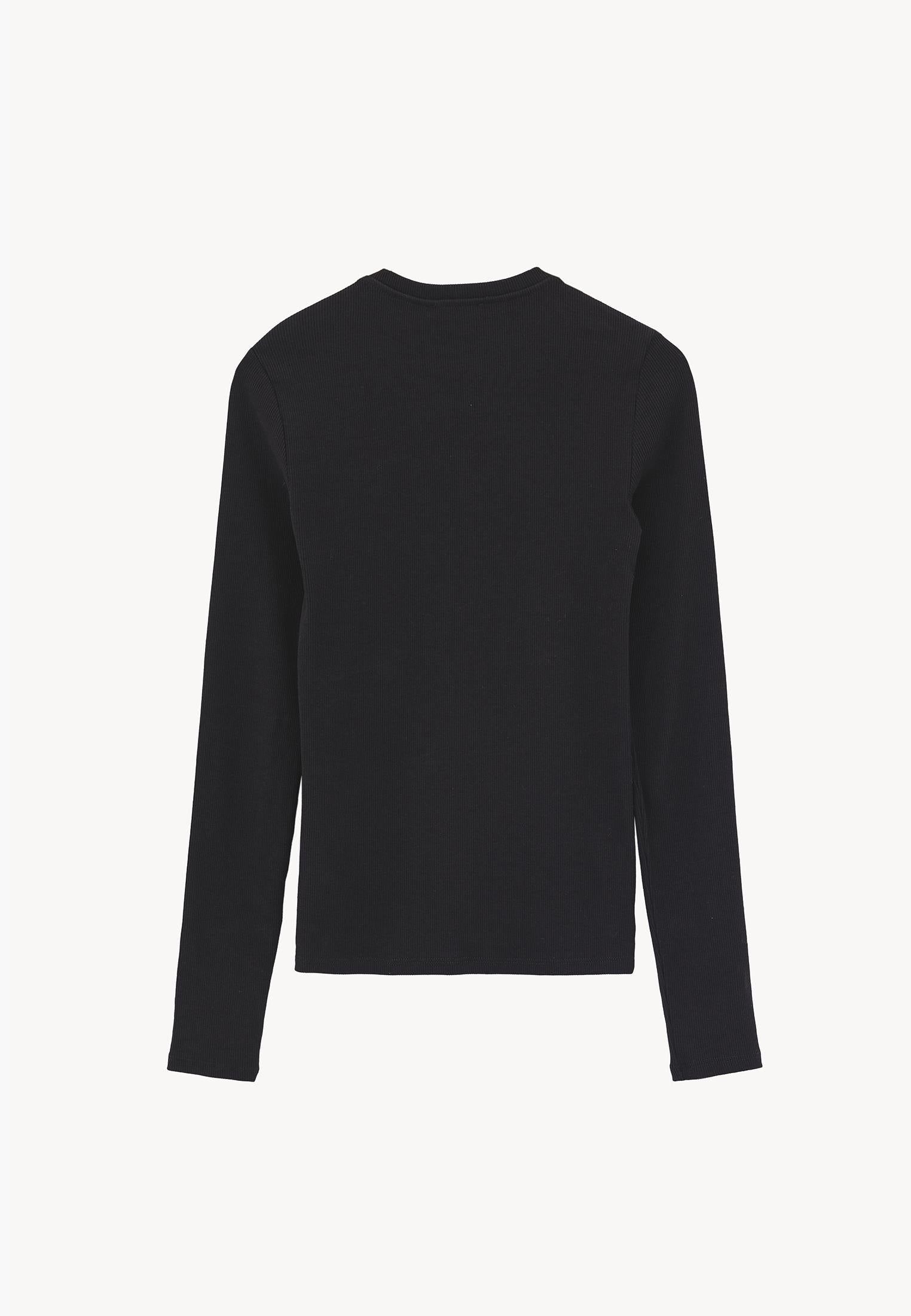 Crew Neck Long Sleeve T-Shirt - BLACK
