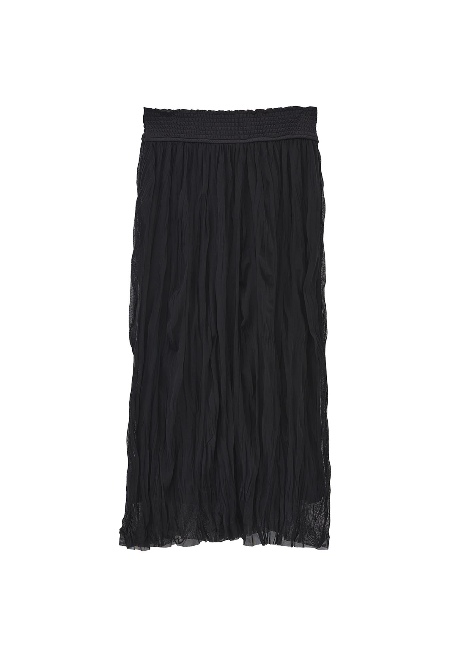 Wrinkled Look Midi Skirt - BLACK