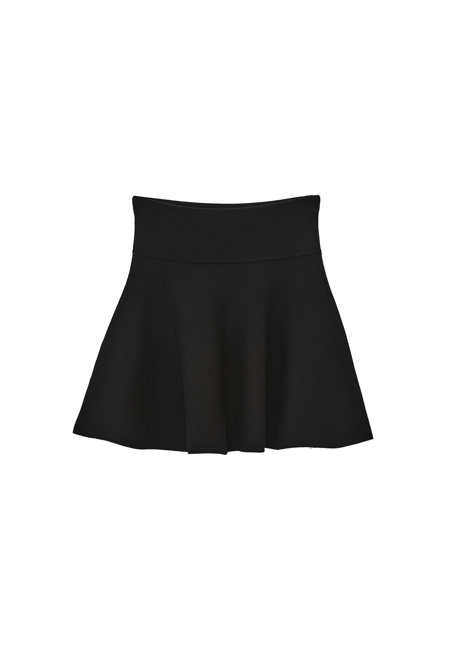 A-Line Short Knit Skirt - BLACK