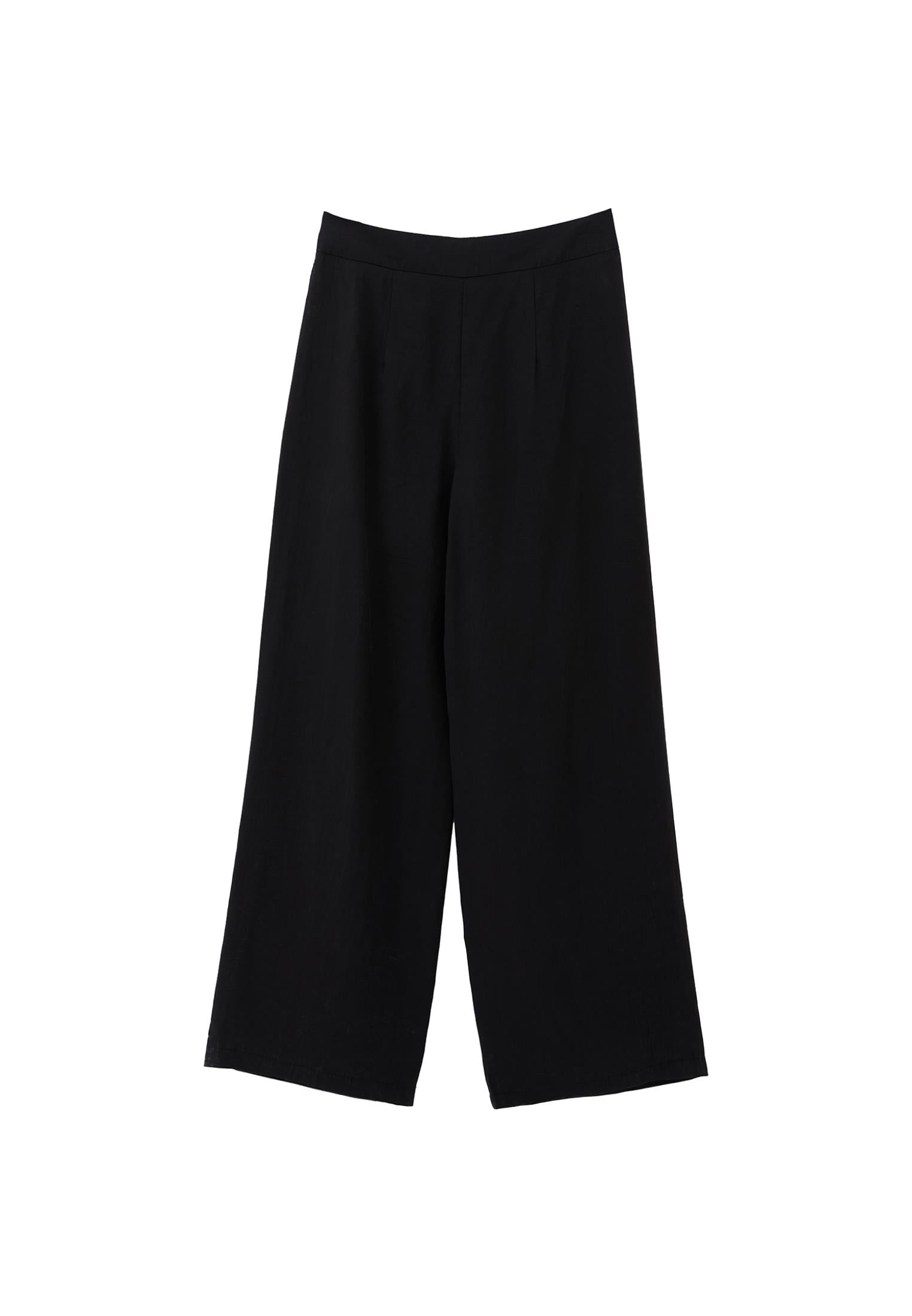 Ultra High Waist Belted Straight Leg Pants - BLACK