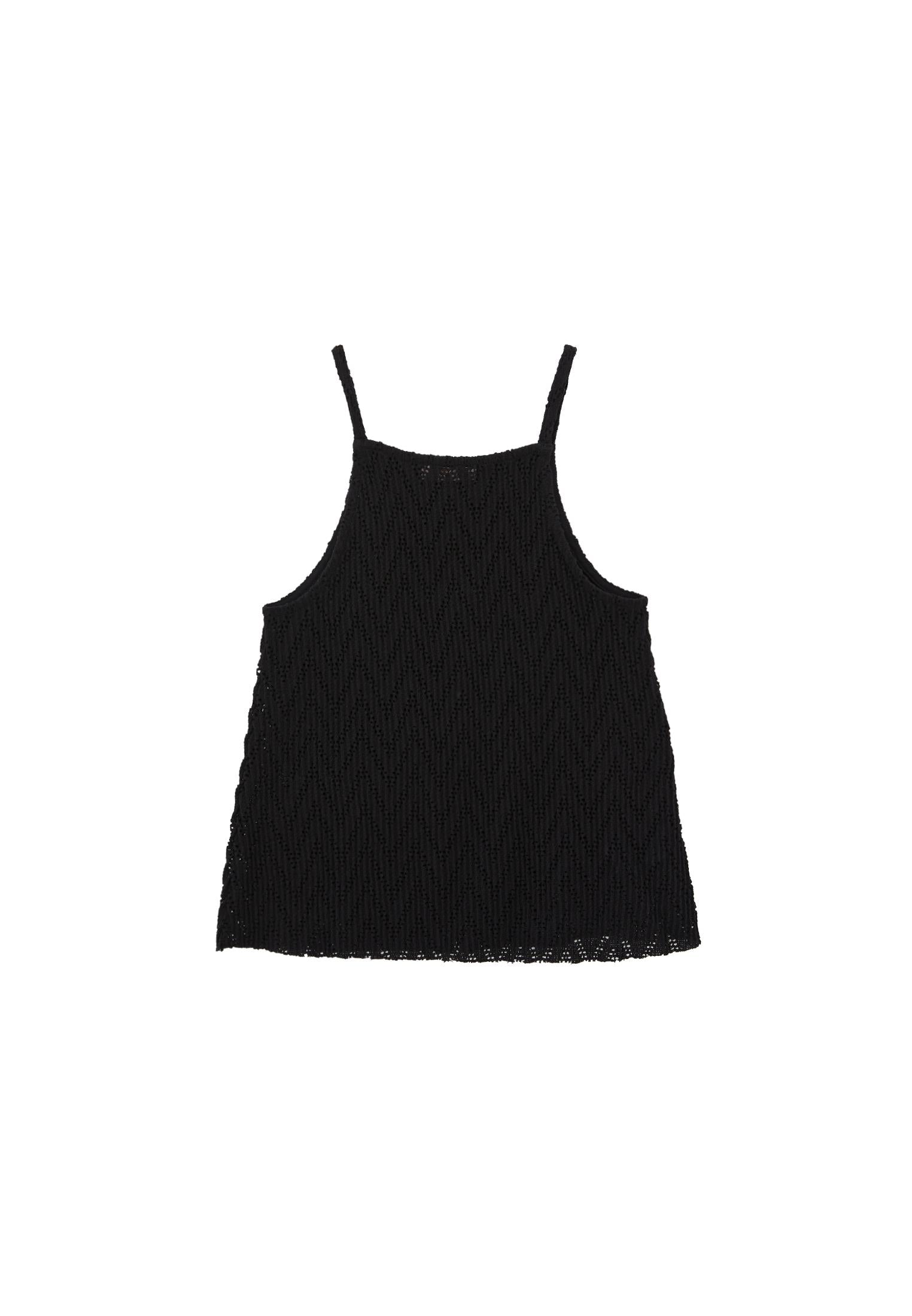 Halter Neck Cotton Tank Top - BLACK