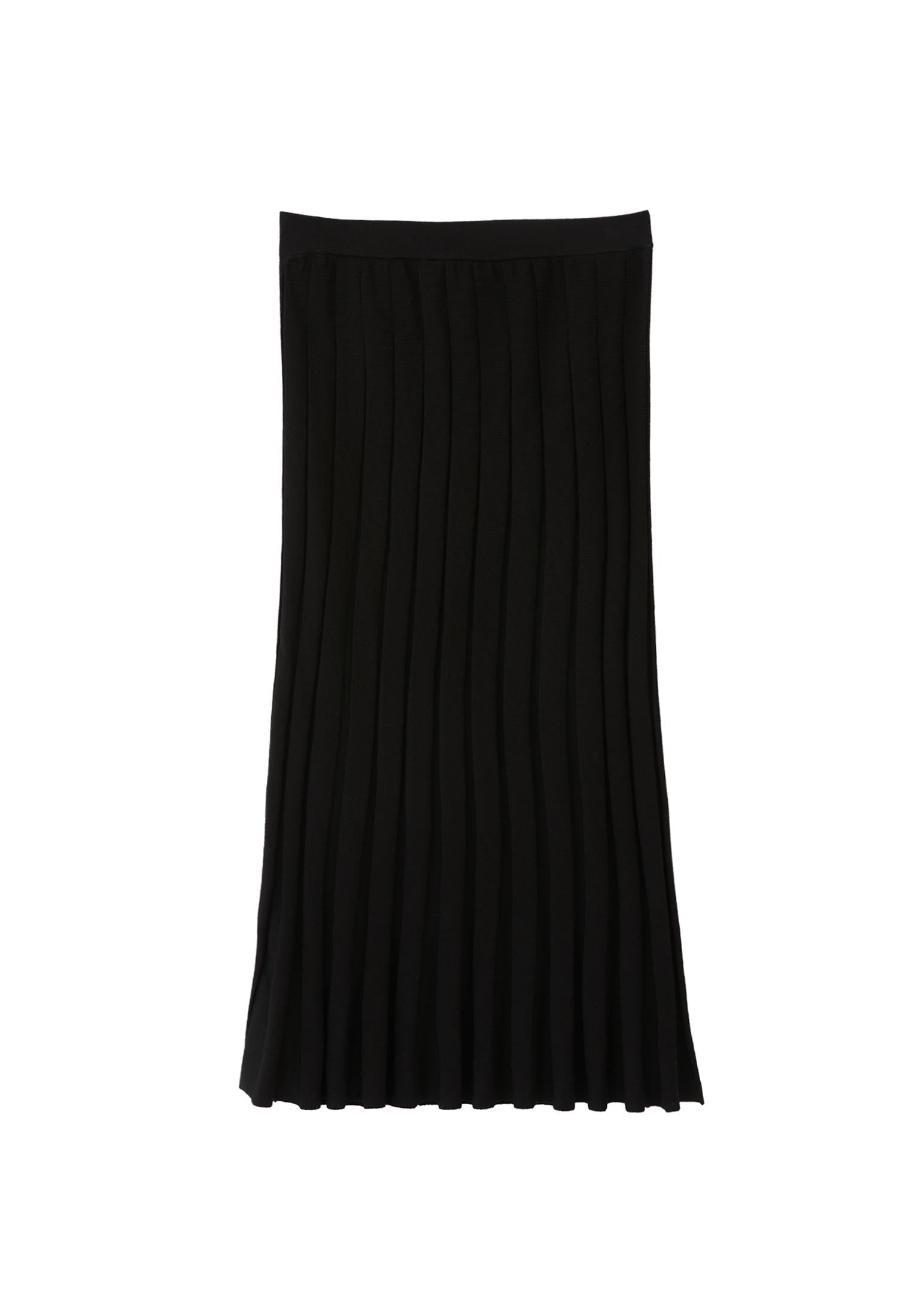 Pleated Long Skirt - BLACK