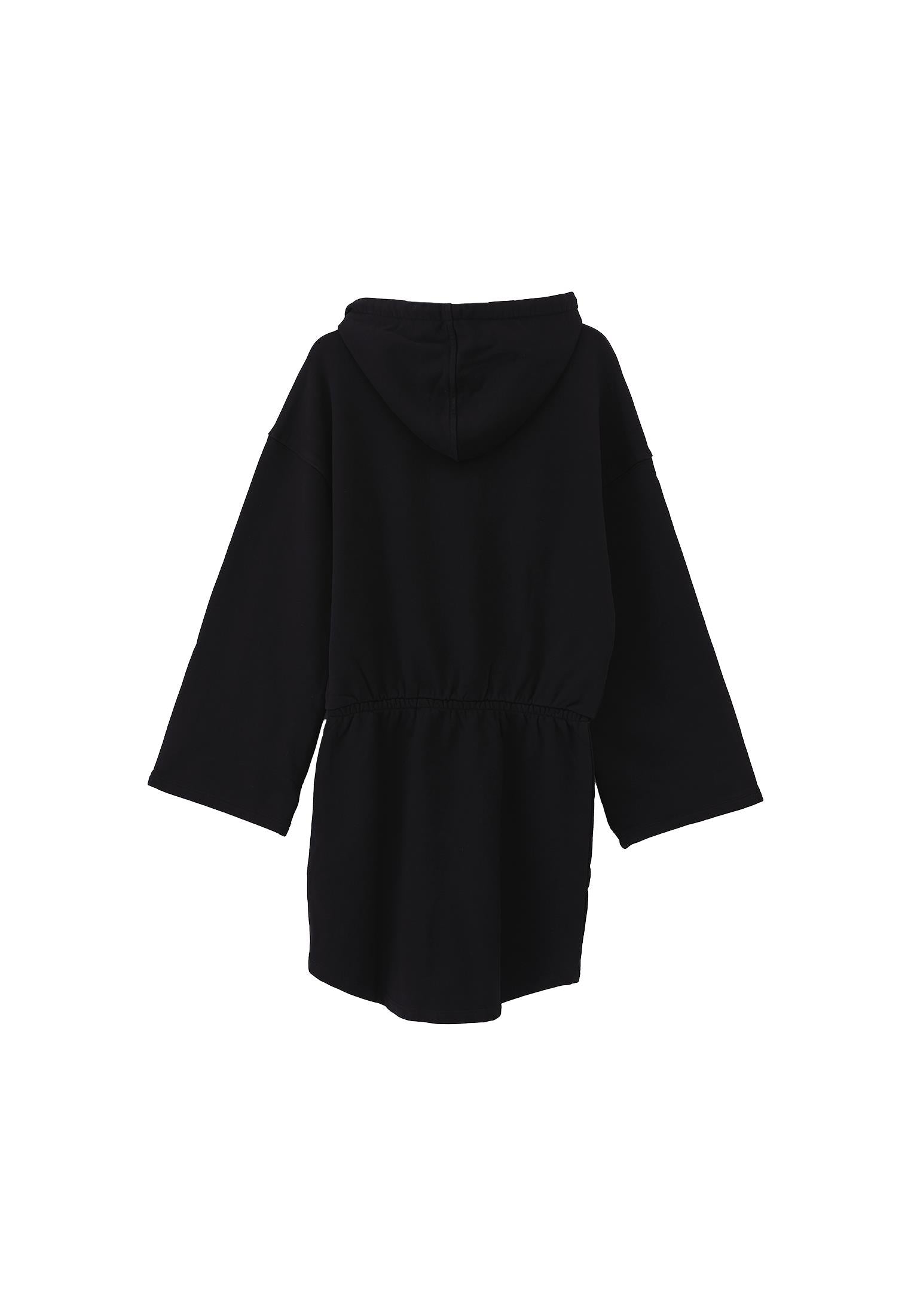 Short Hoodie Long Sleeve Dress - BLACK