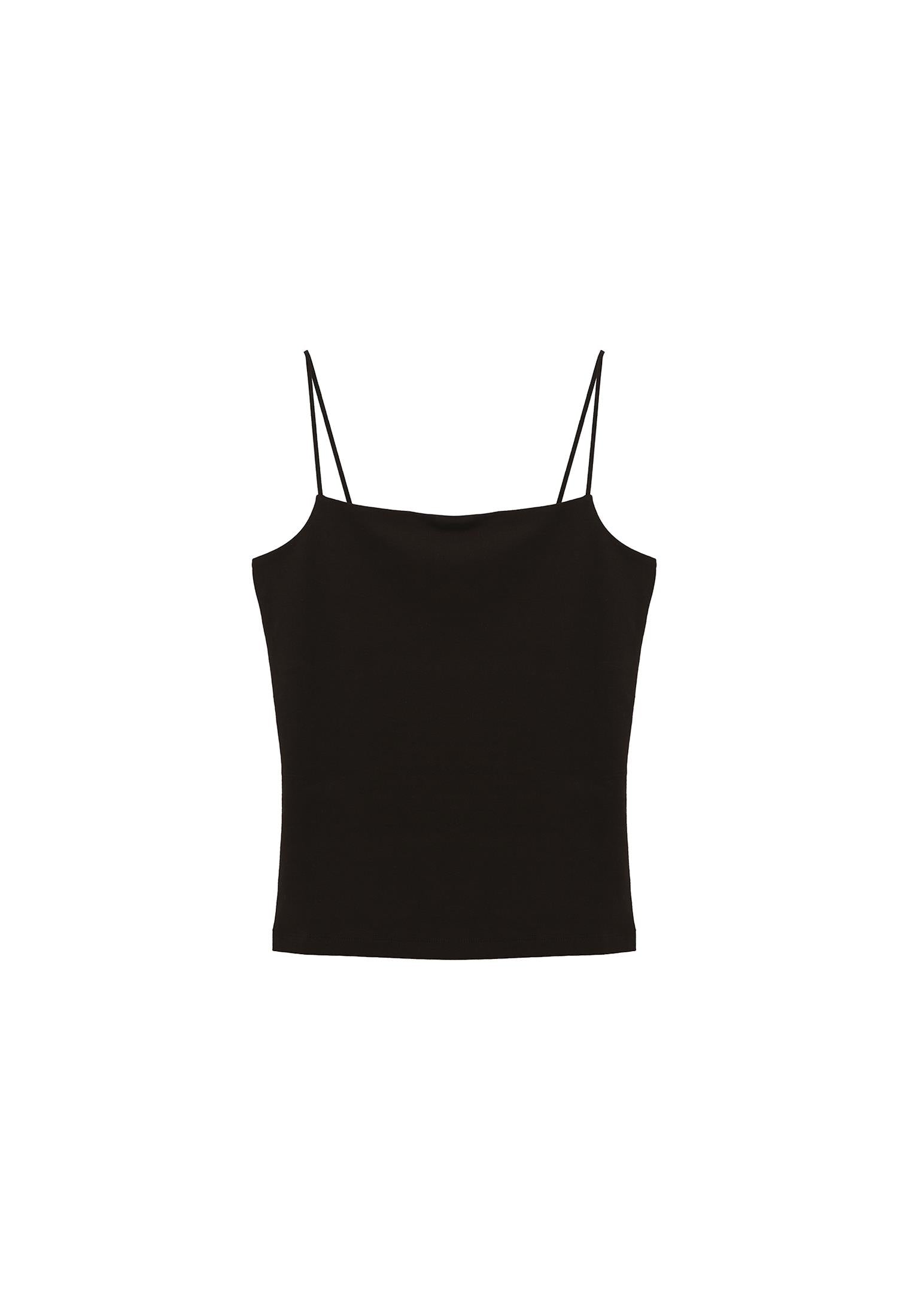 Wide Neck Tank Top - BLACK