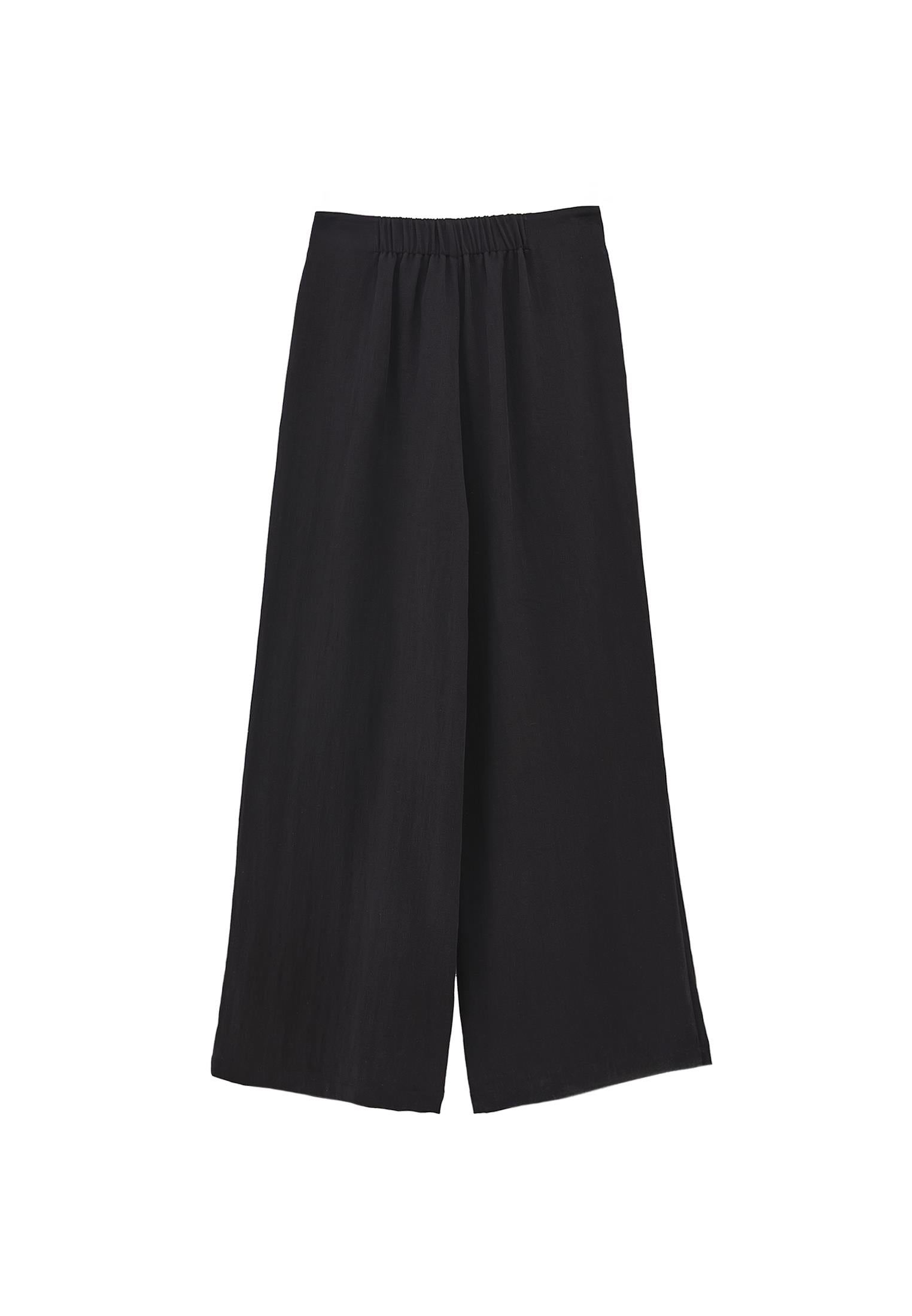 Pleated Wide Leg Pants - BLACK