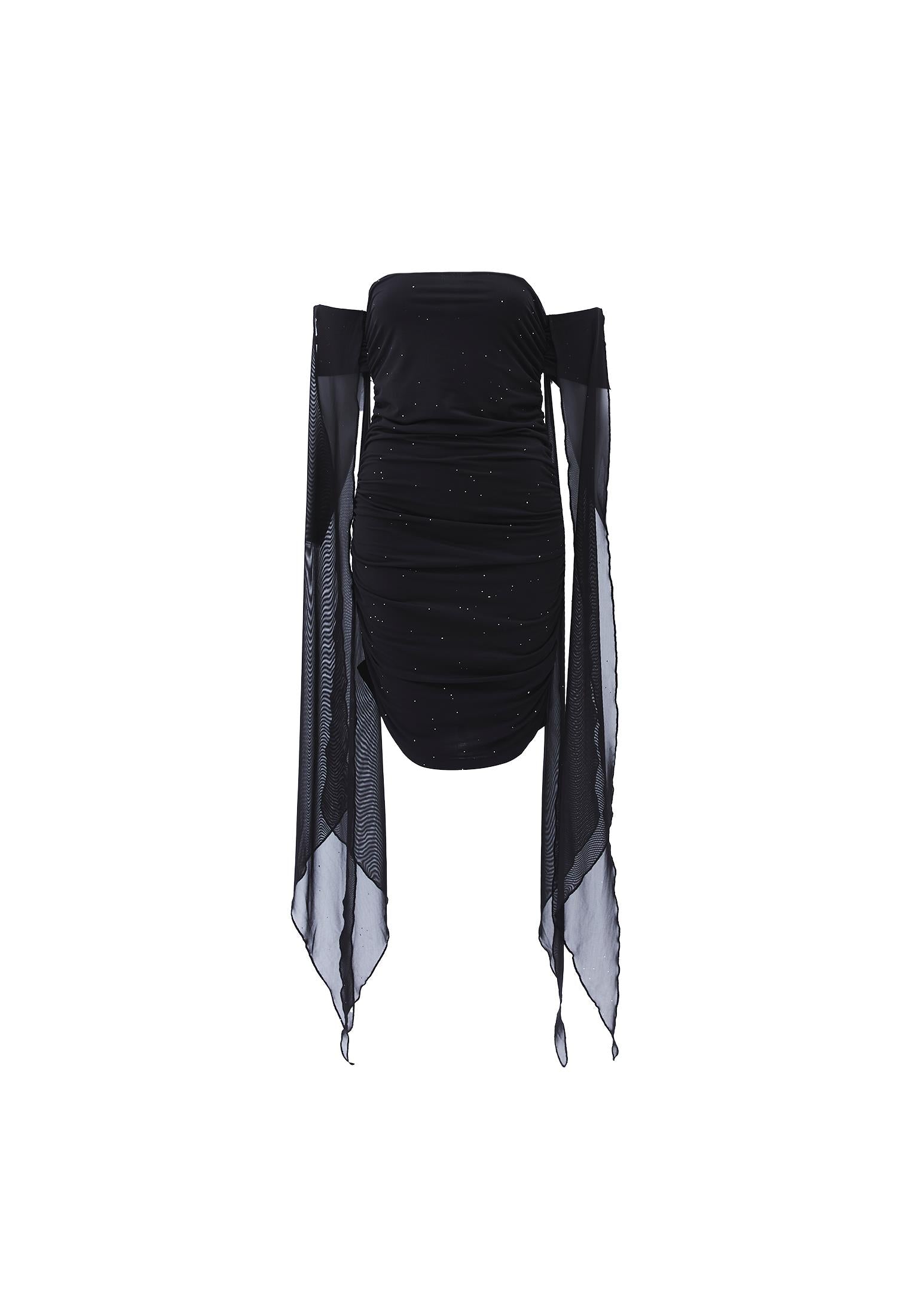 Bodycon Short Off Shoulder Dress - BLACK