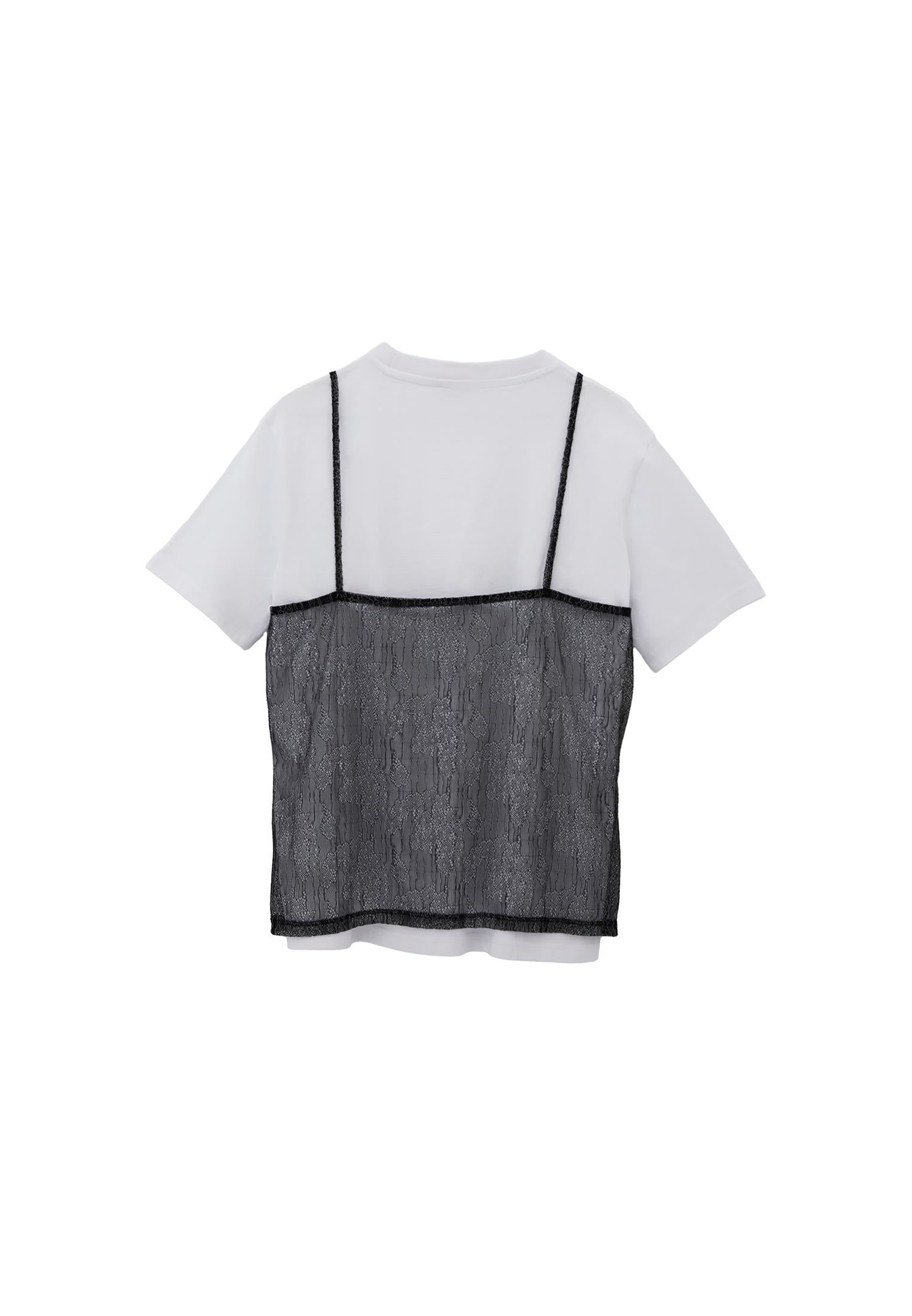 Oversize Crew Neck T-Shirt - WHITE/BLACK