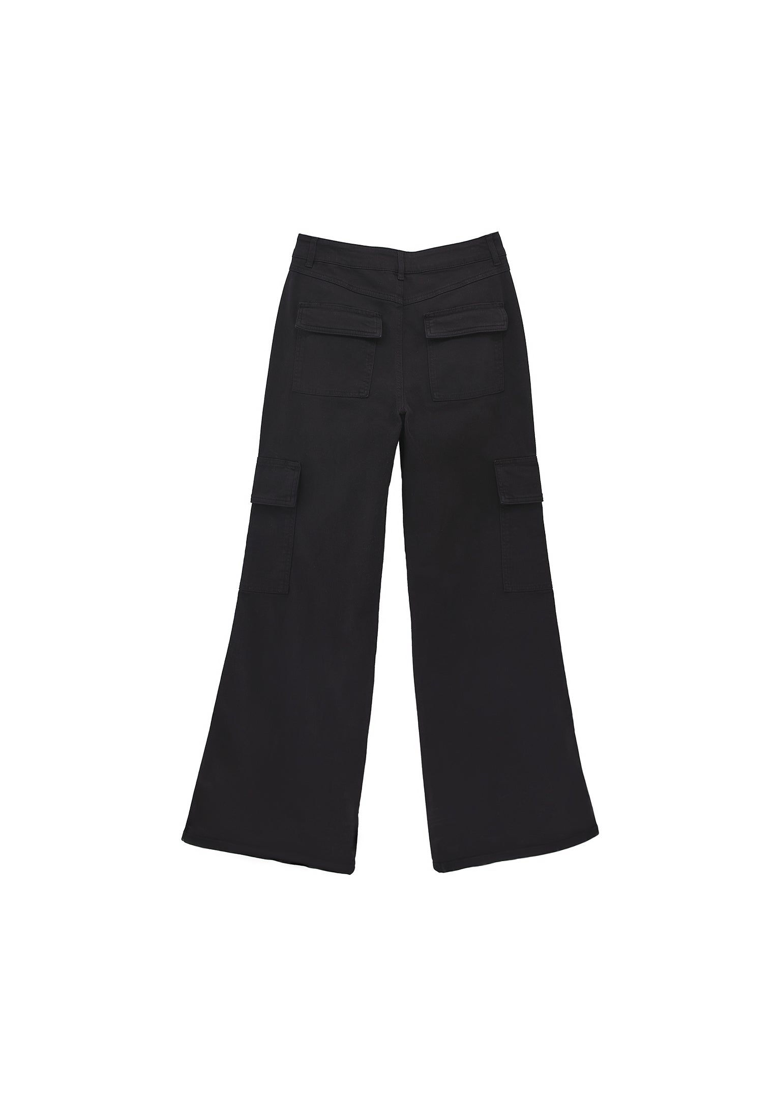 Wide Leg Cargo Pants - BLACK