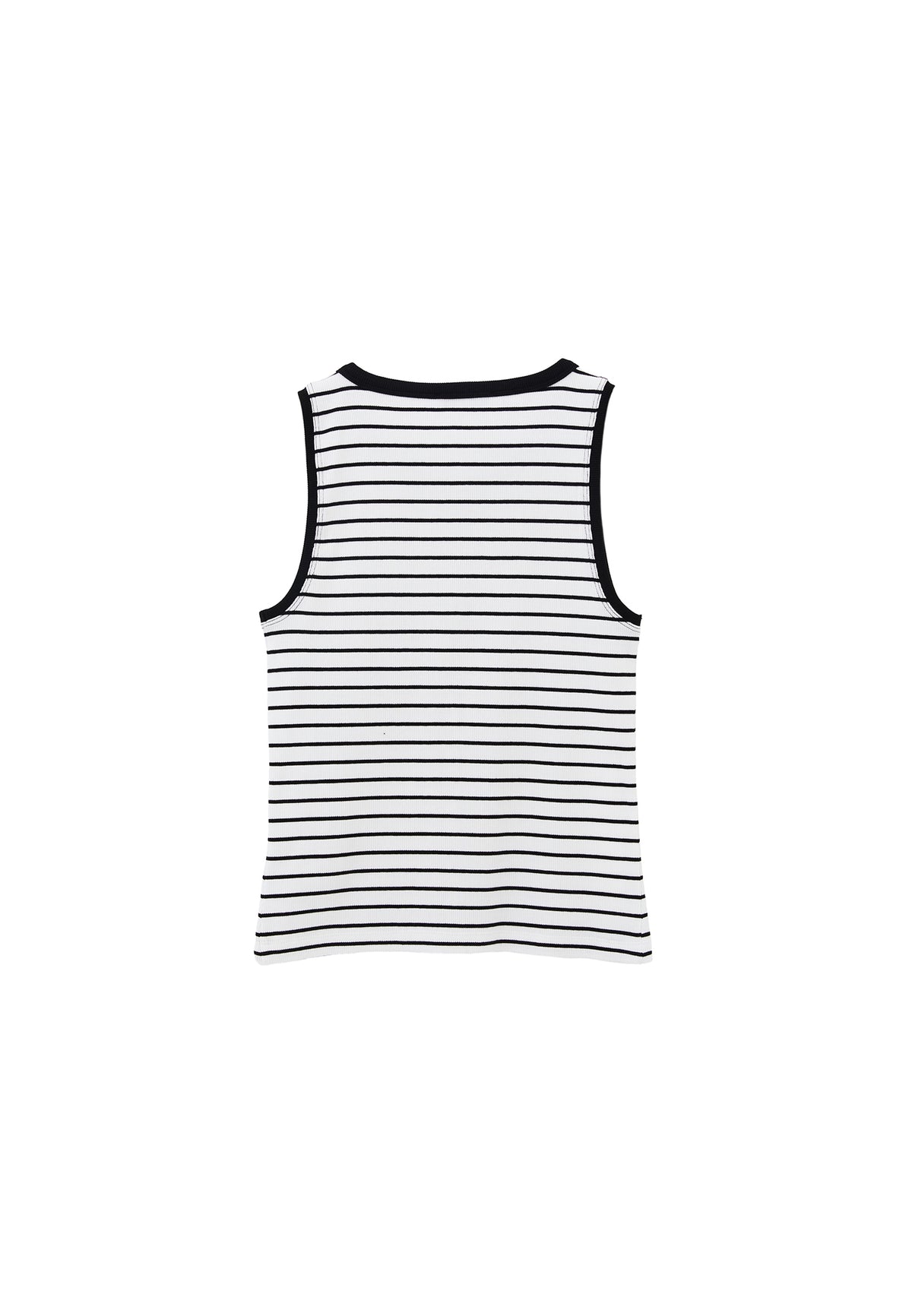 Crew Neck Striped Tank Top - WHITE/BLACK