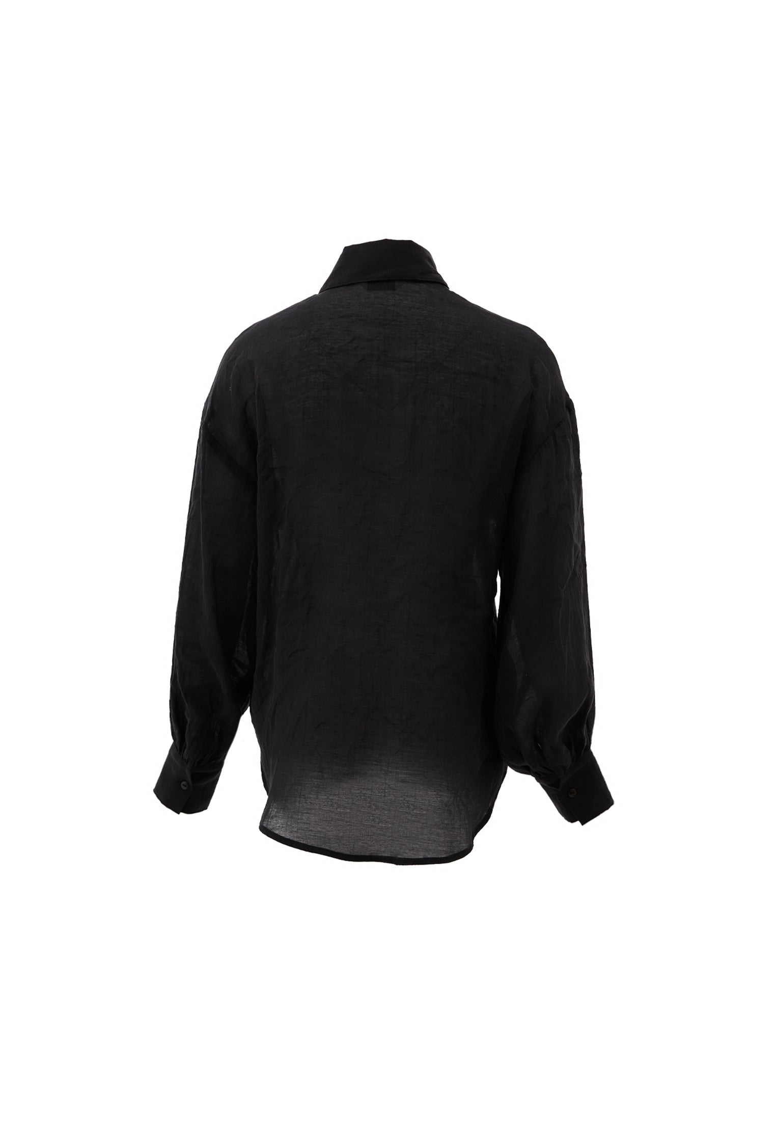 Loose Fit Long Sleeve Buttoned Shirt - BLACK