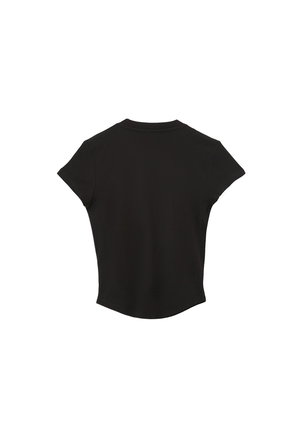 Short Sleeve T-Shirt With Button Detail - BLACK
