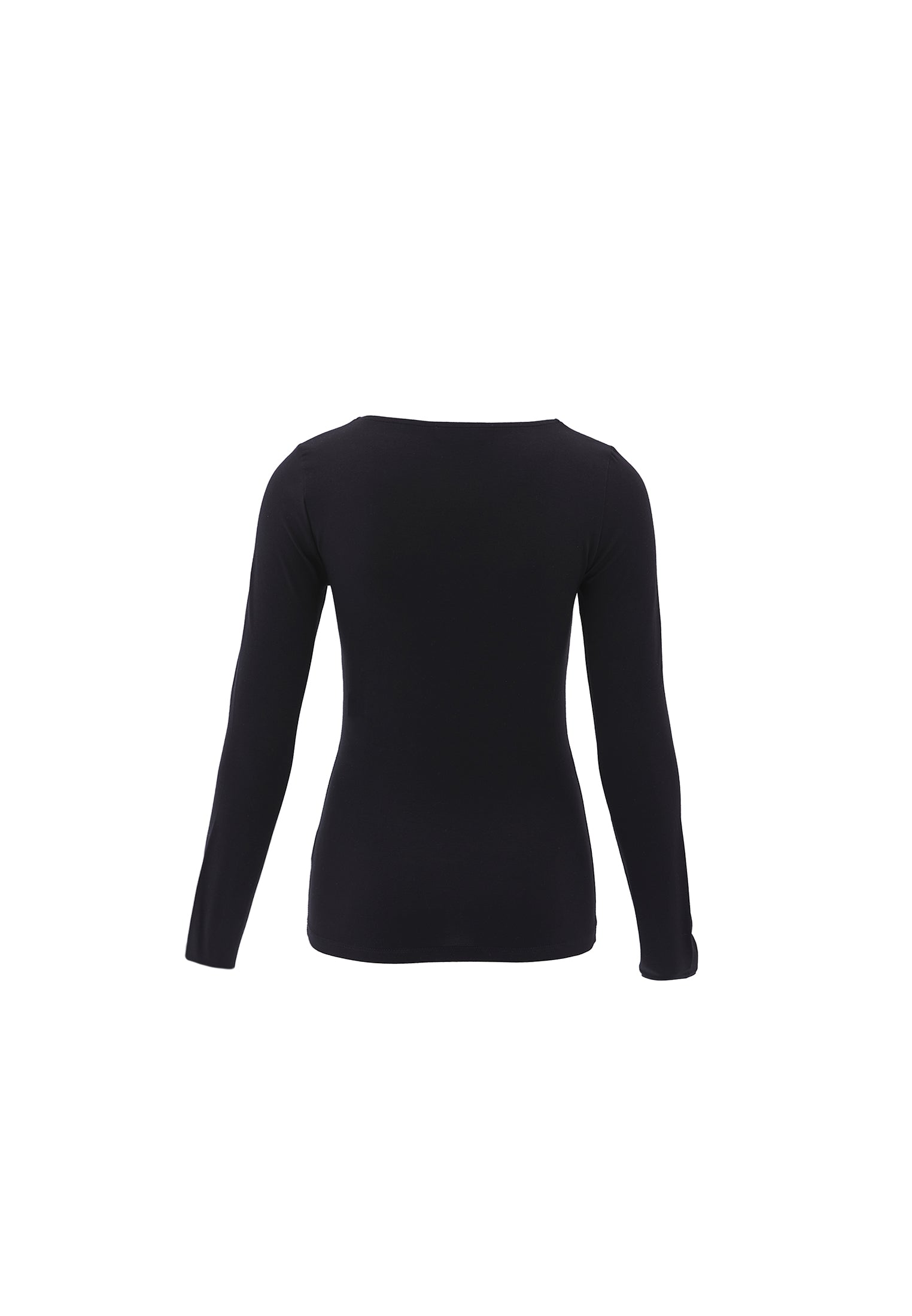 Square Neck Long Sleeve T-Shirt - BLACK