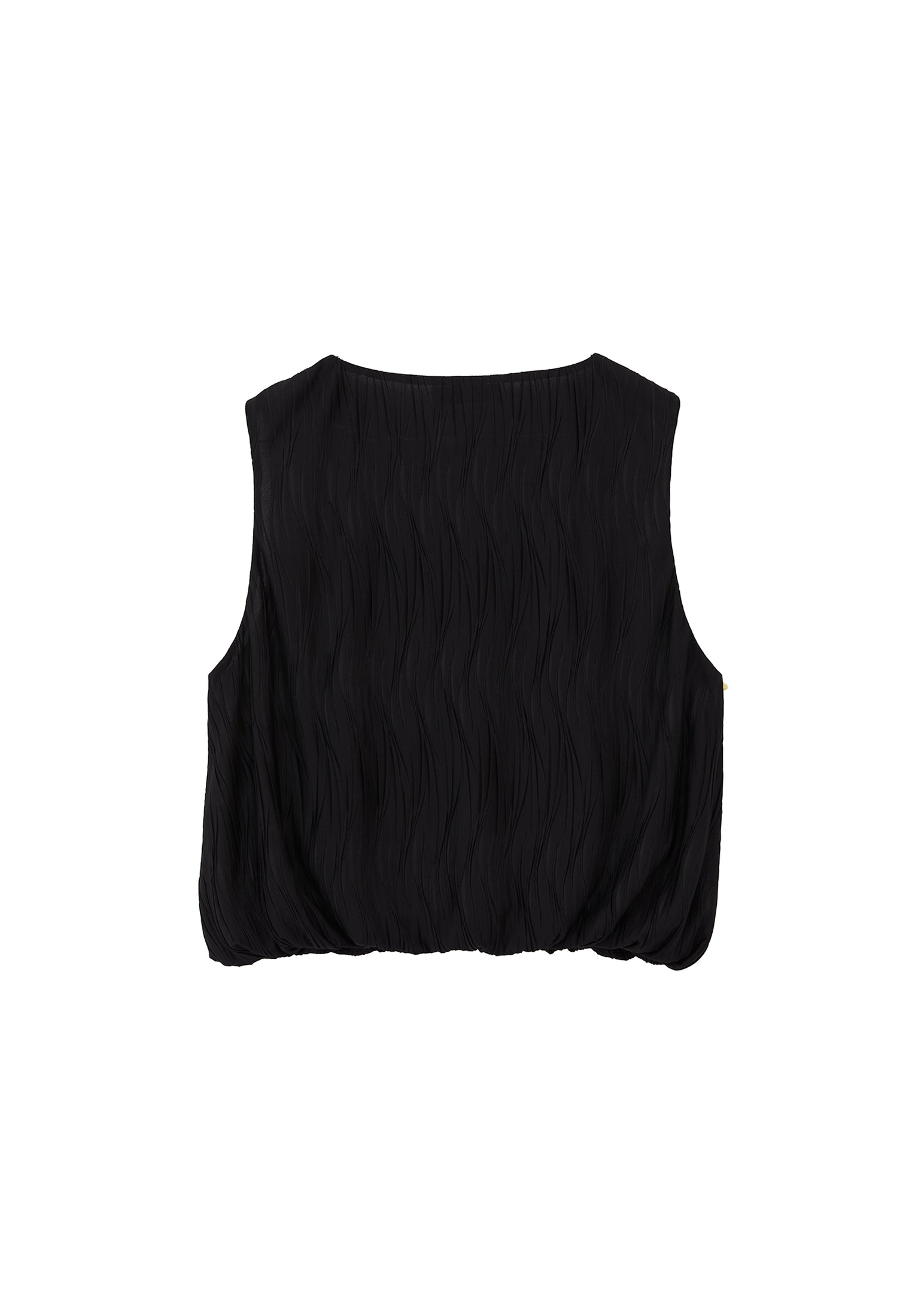Oversize Sleeveless Crew Neck Blouse - BLACK