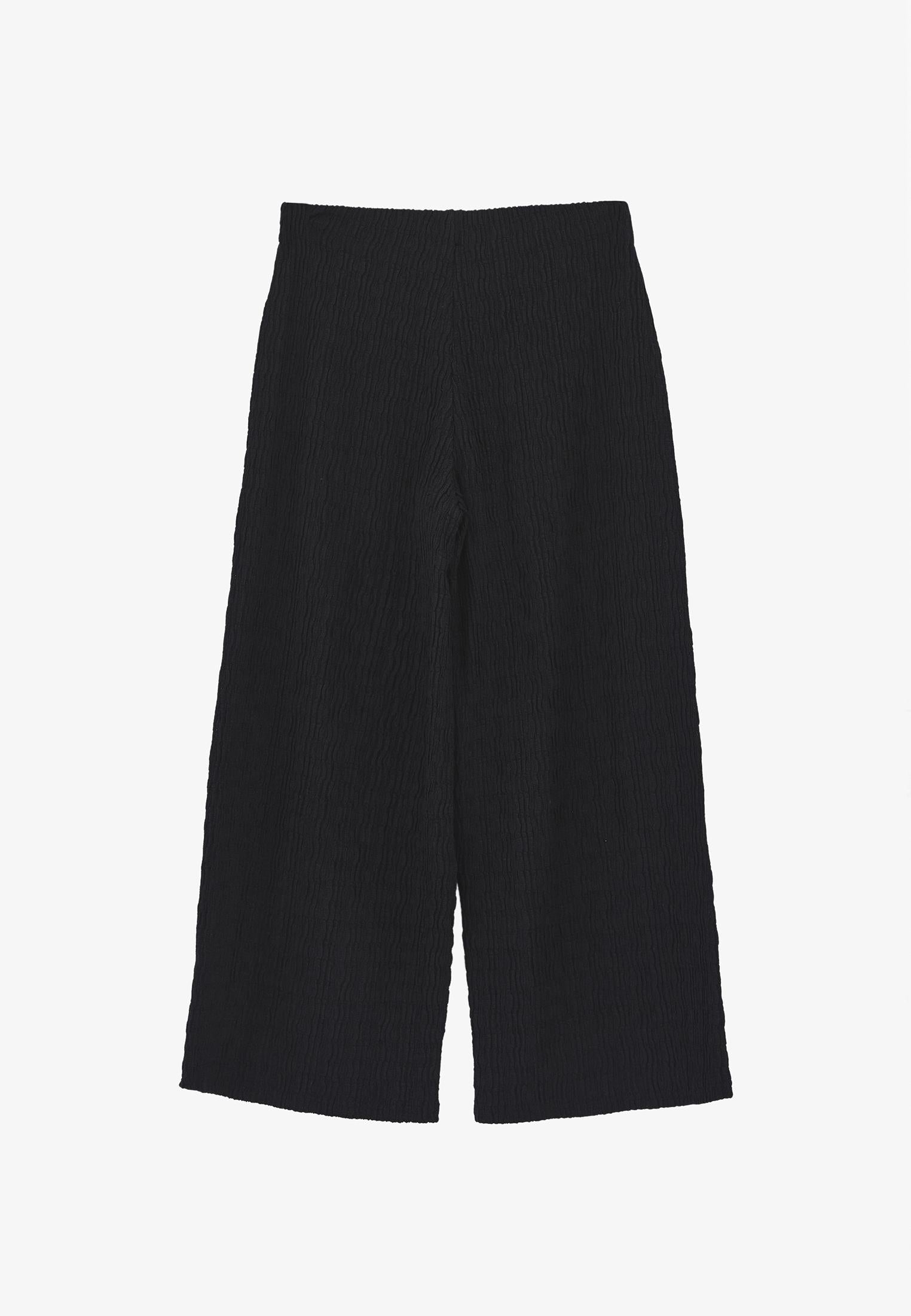 Wide Leg Midi Culotte Pants - BLACK