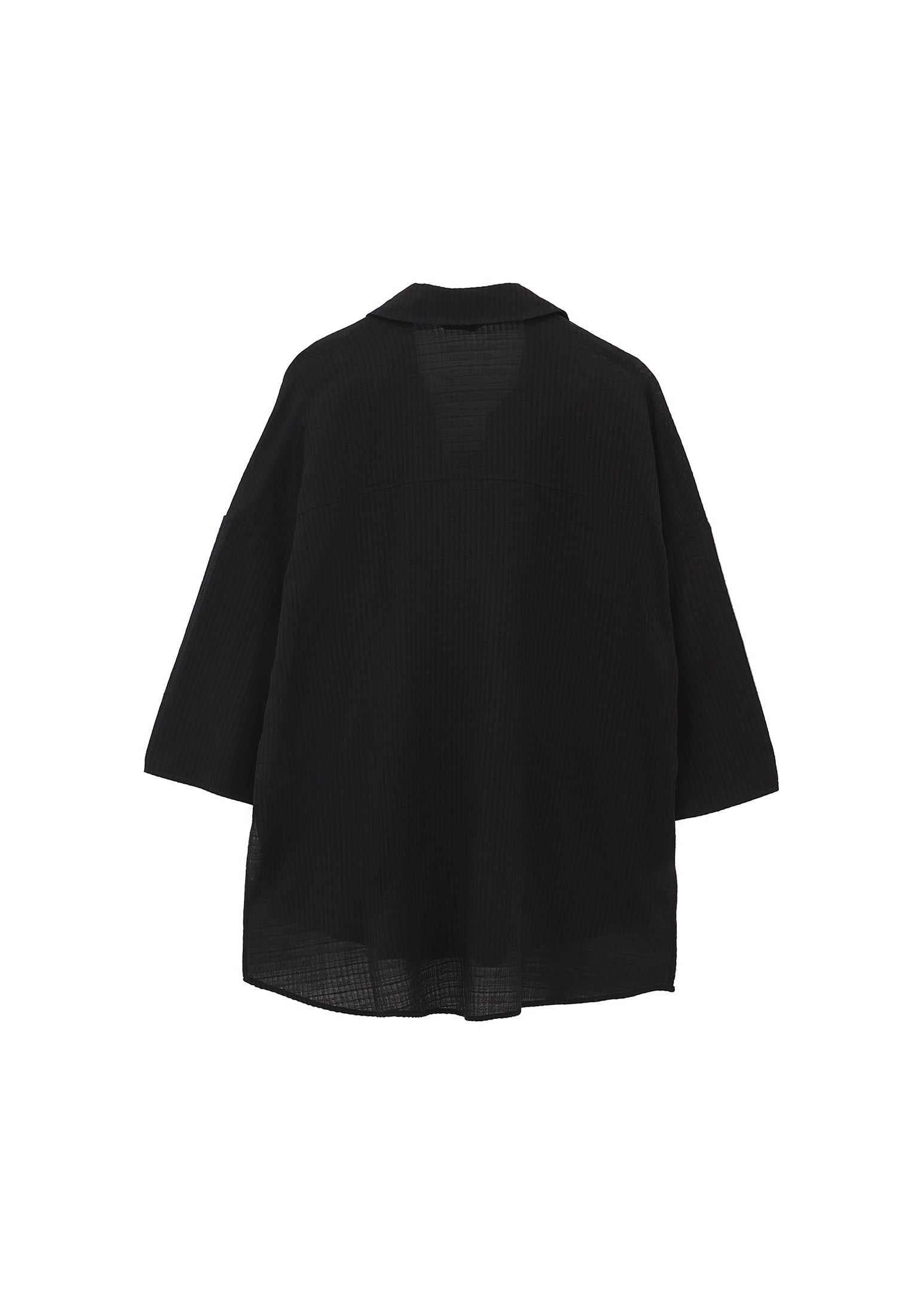 Shirt Collar Oversize Button Detailed Standard Shirt - BLACK