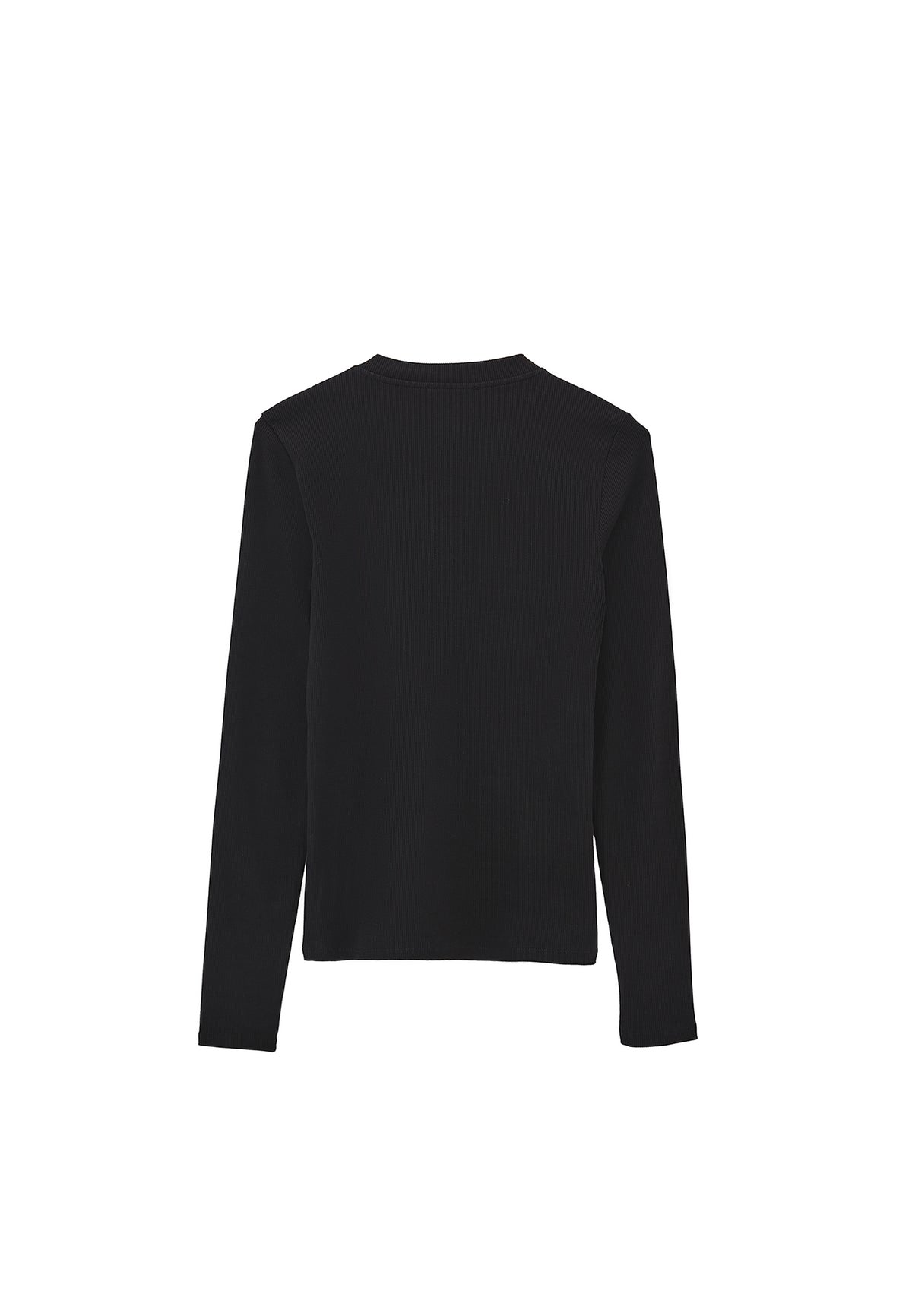 Long Sleeve Crew Neck Bodycon T-Shirt - BLACK