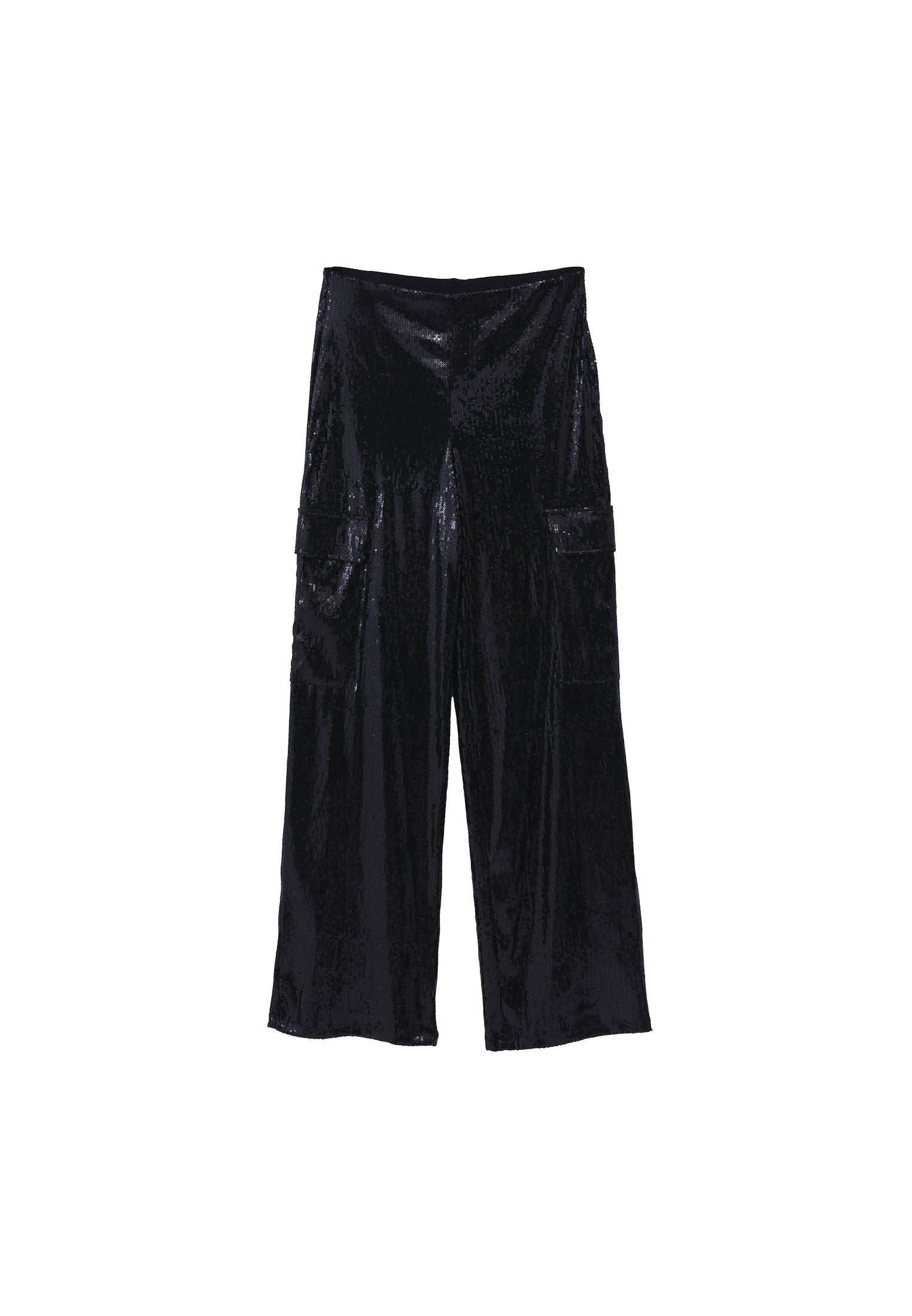 High Waist Cargo Wide Leg Pants - BLACK