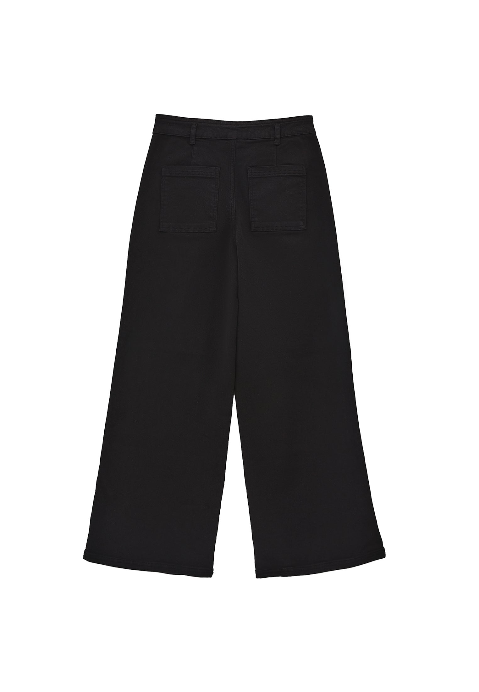 Wide Leg Trousers With Pocket Detail - BLACK
