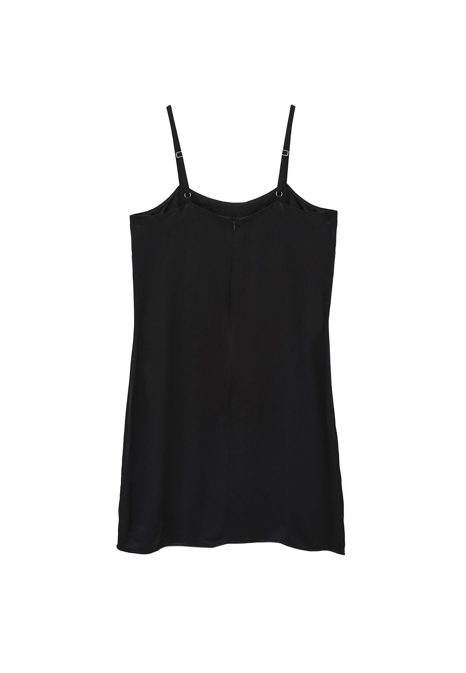 Short Satin Dress - BLACK
