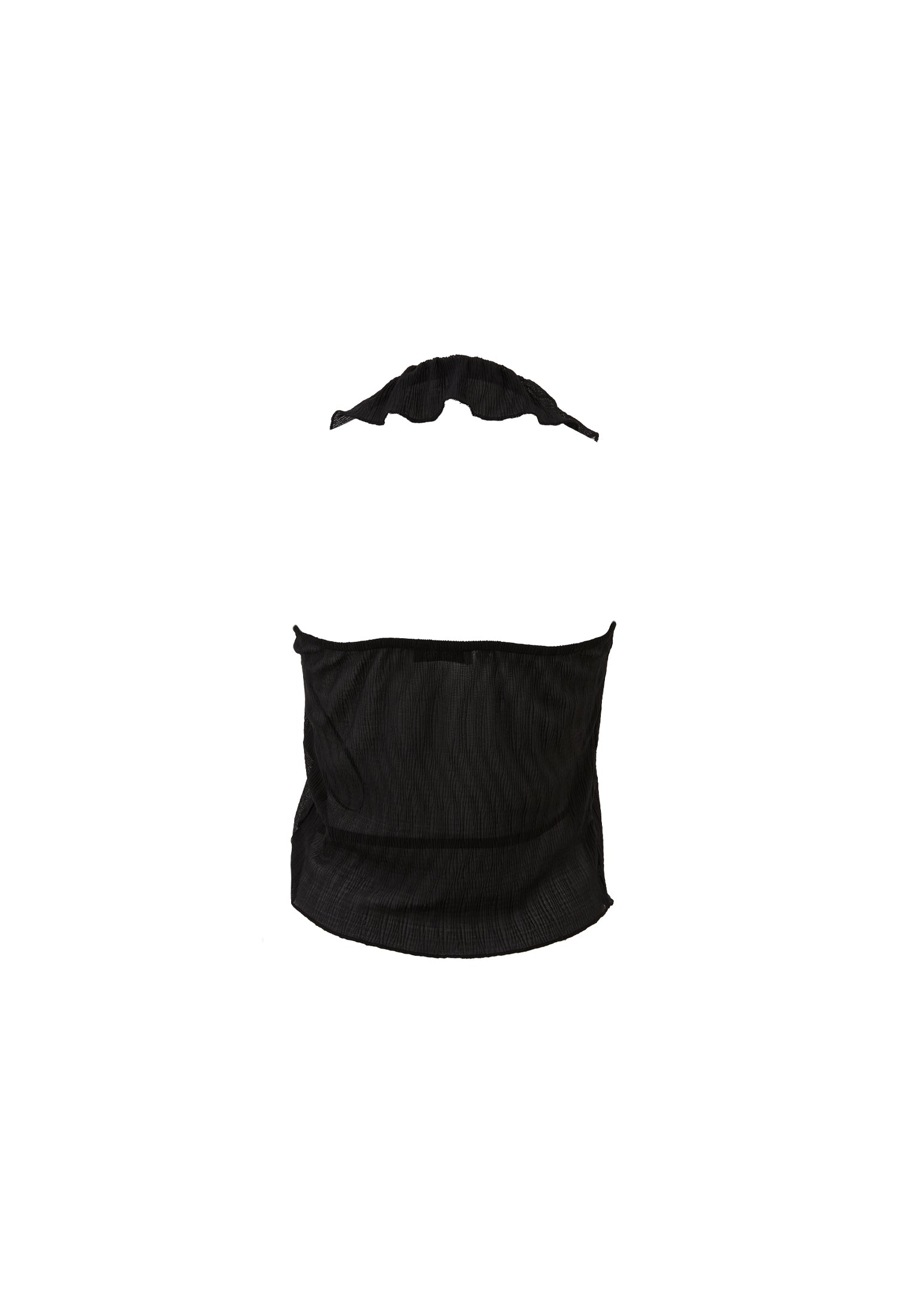 V Neck Sleeveless Ruffled Detailed Blouse - BLACK