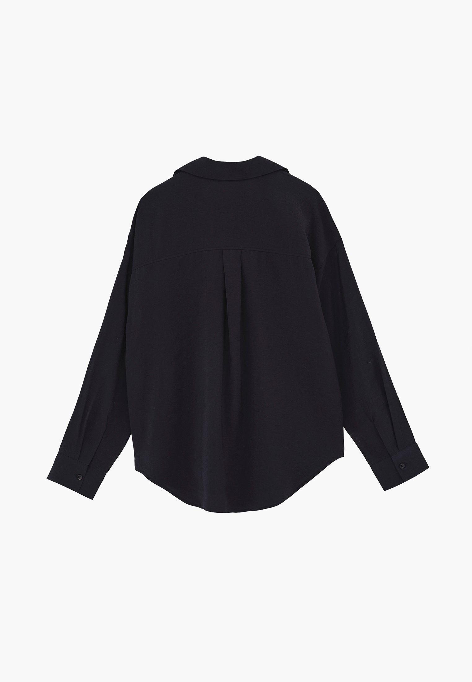 Oversize Long Sleeve Buttoned Shirt - BLACK