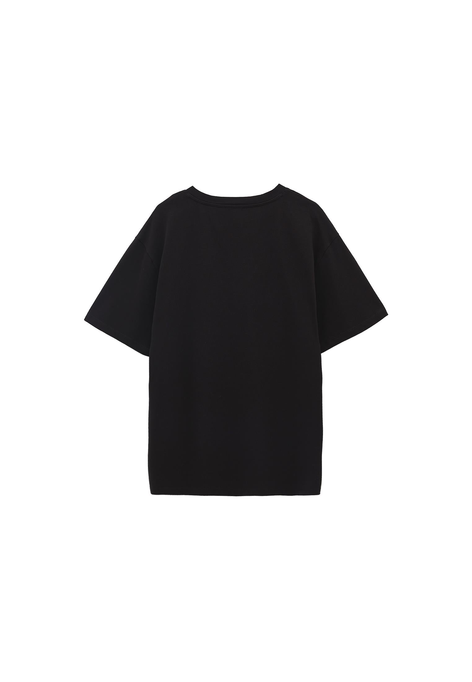V Neck Boyfriend T-Shirt - BLACK