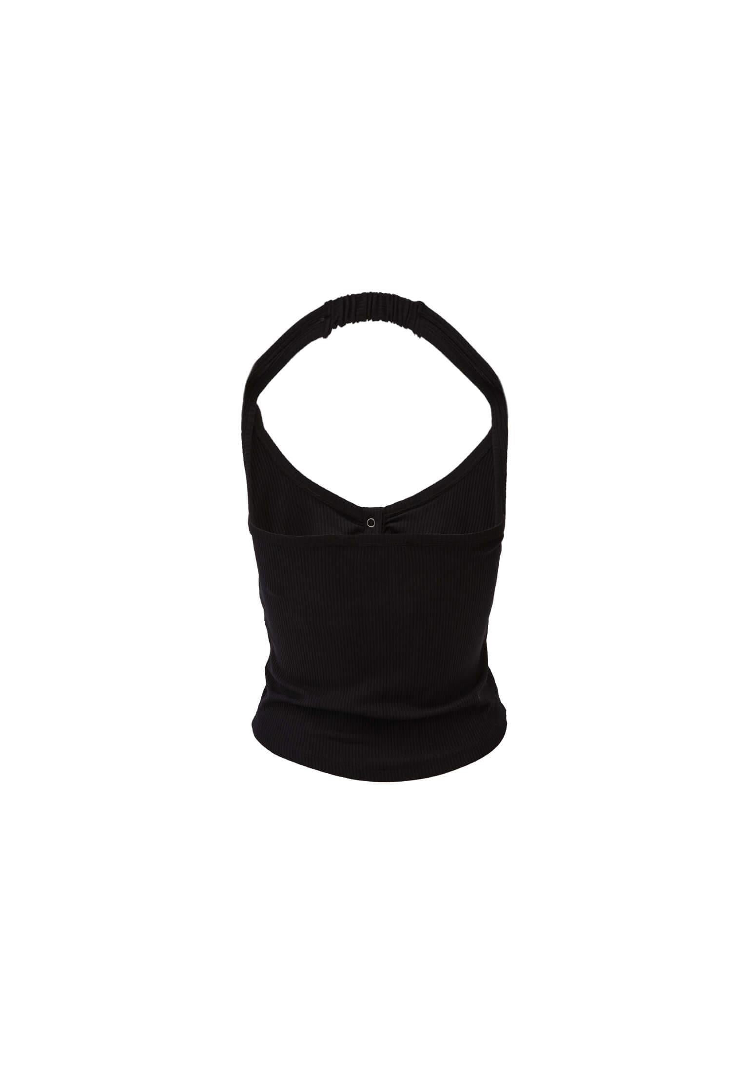 U Neck Bodycon Tank Top - BLACK