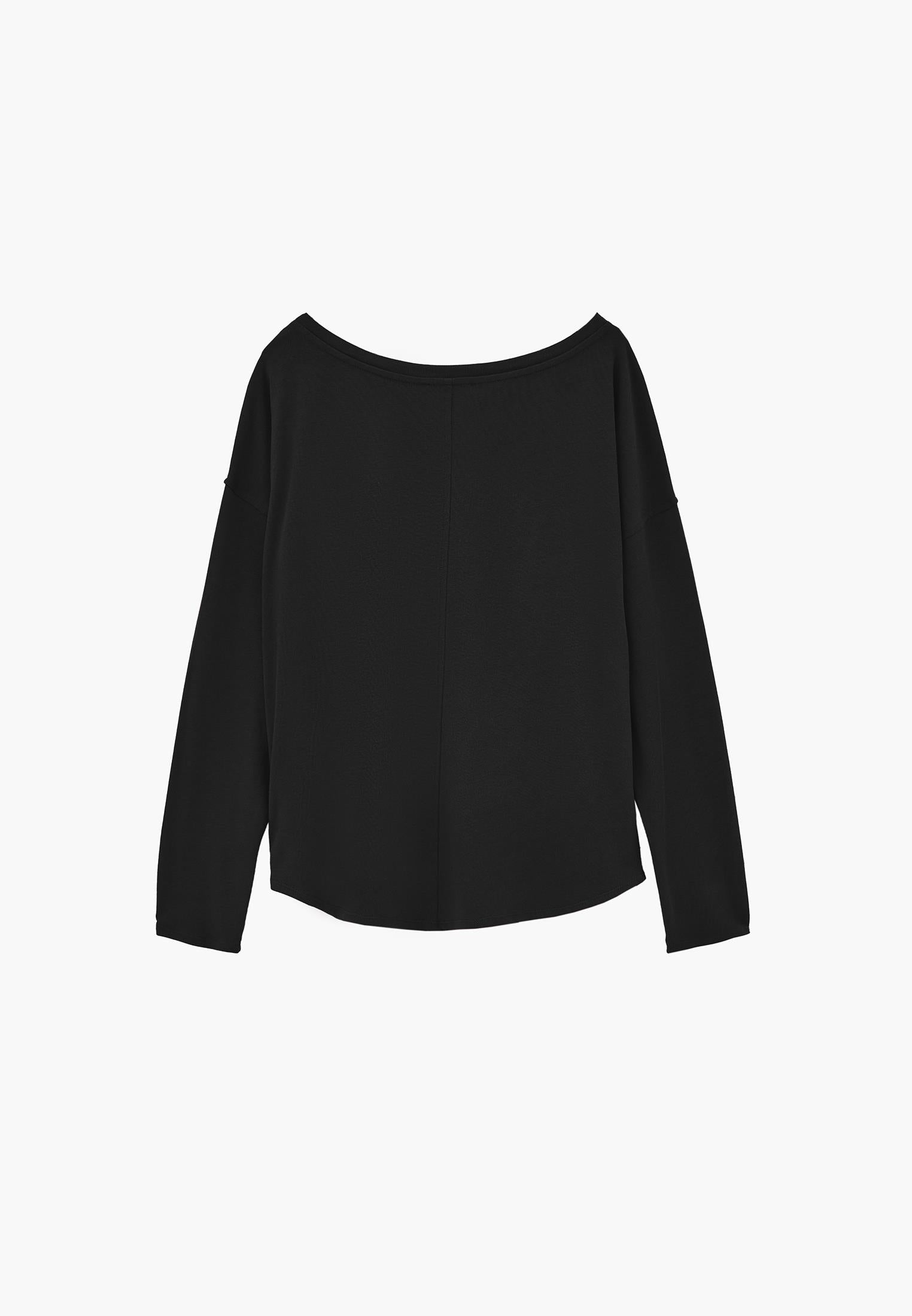 Lightweight Boat Neck Knit Sweater - BLACK