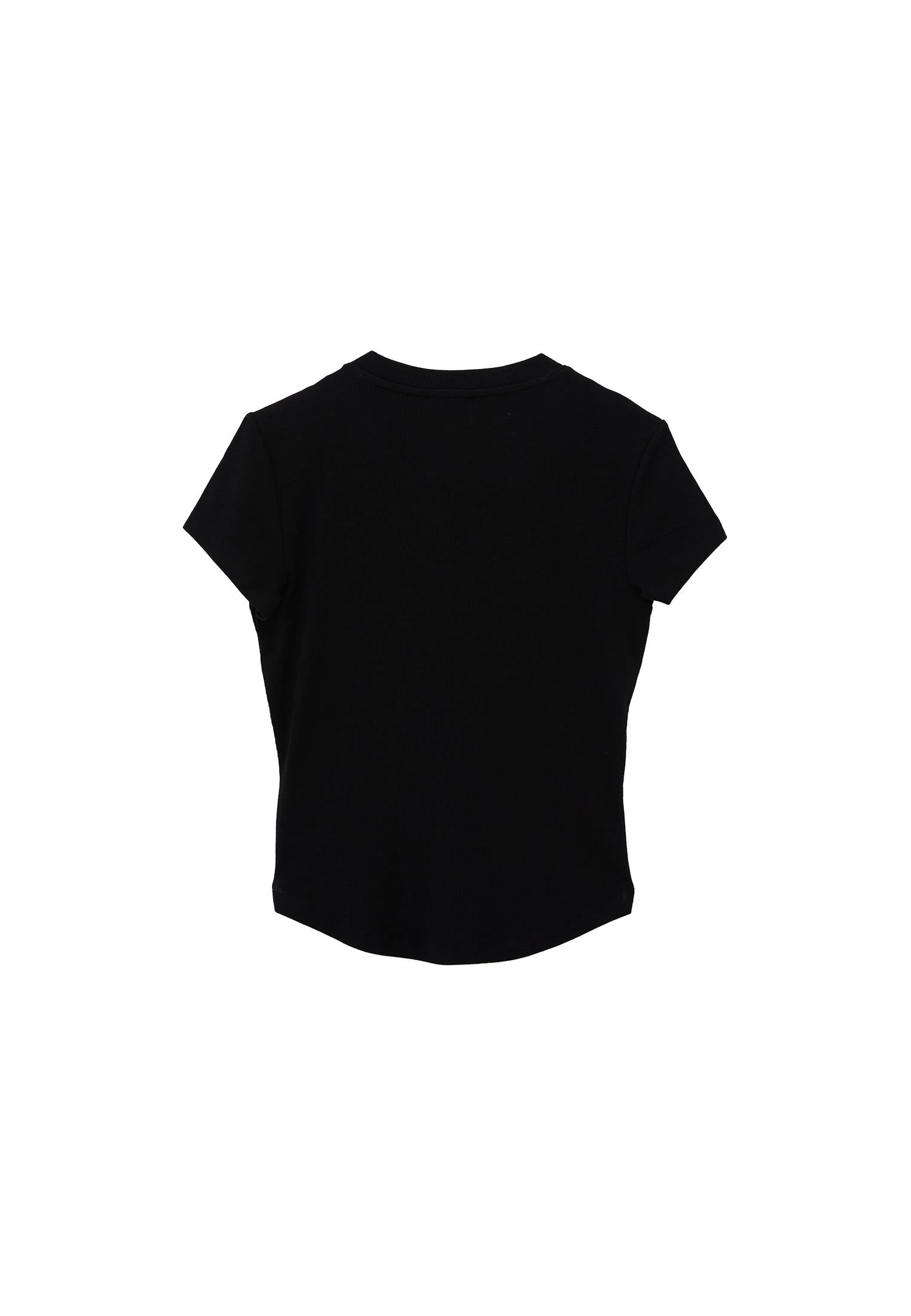 Button Detailed T-Shirt - BLACK