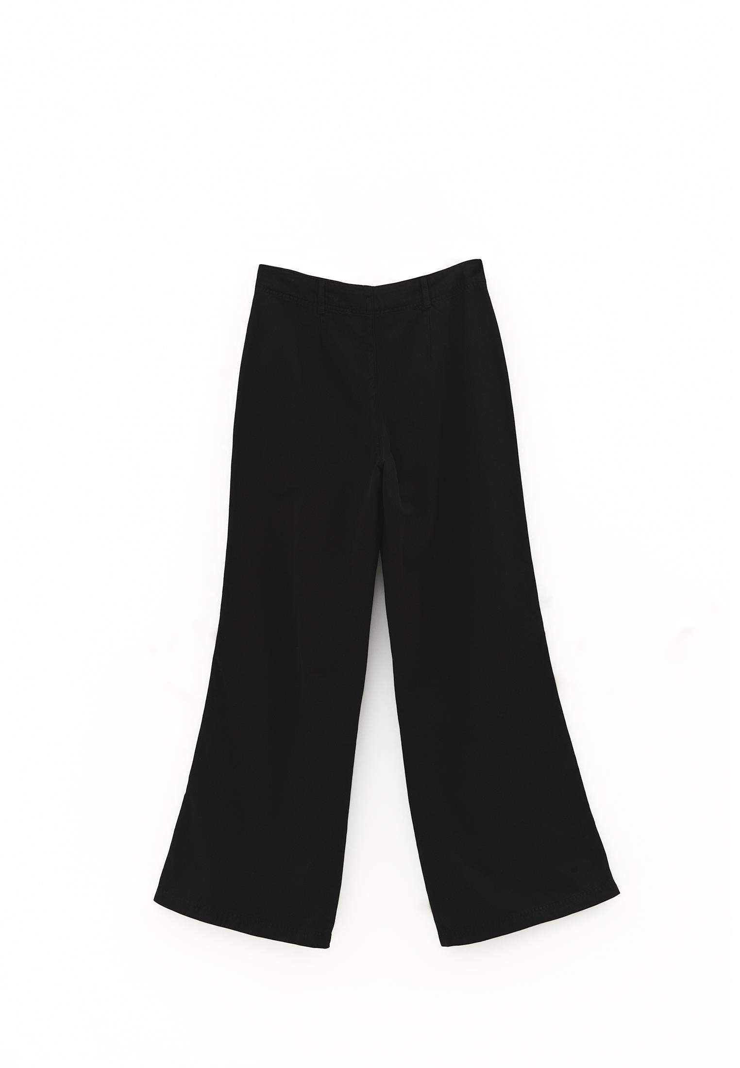 Wide Leg High Waist Pants - BLACK