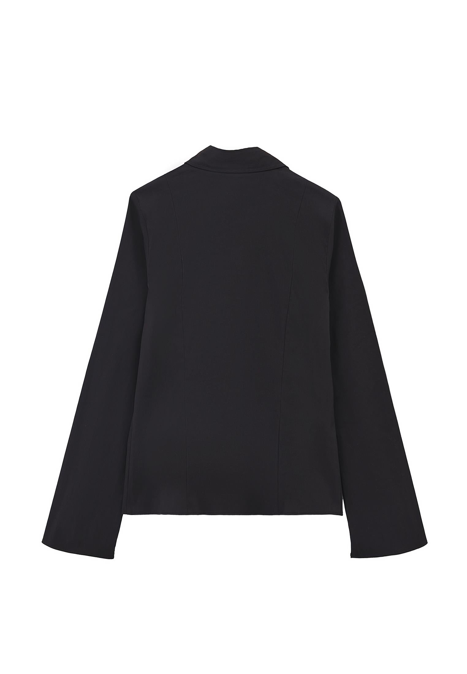 Long Sleeved Slim Shirt - BLACK