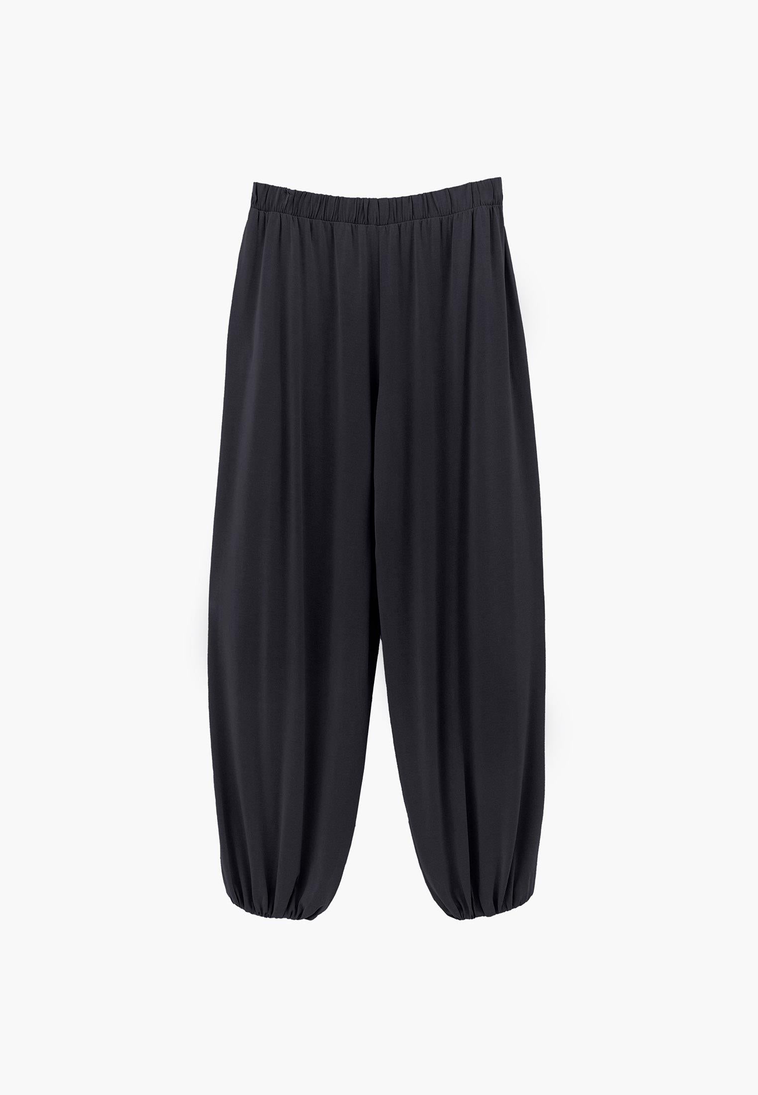 Balloon Form High Waist Jogger Pants - BLACK