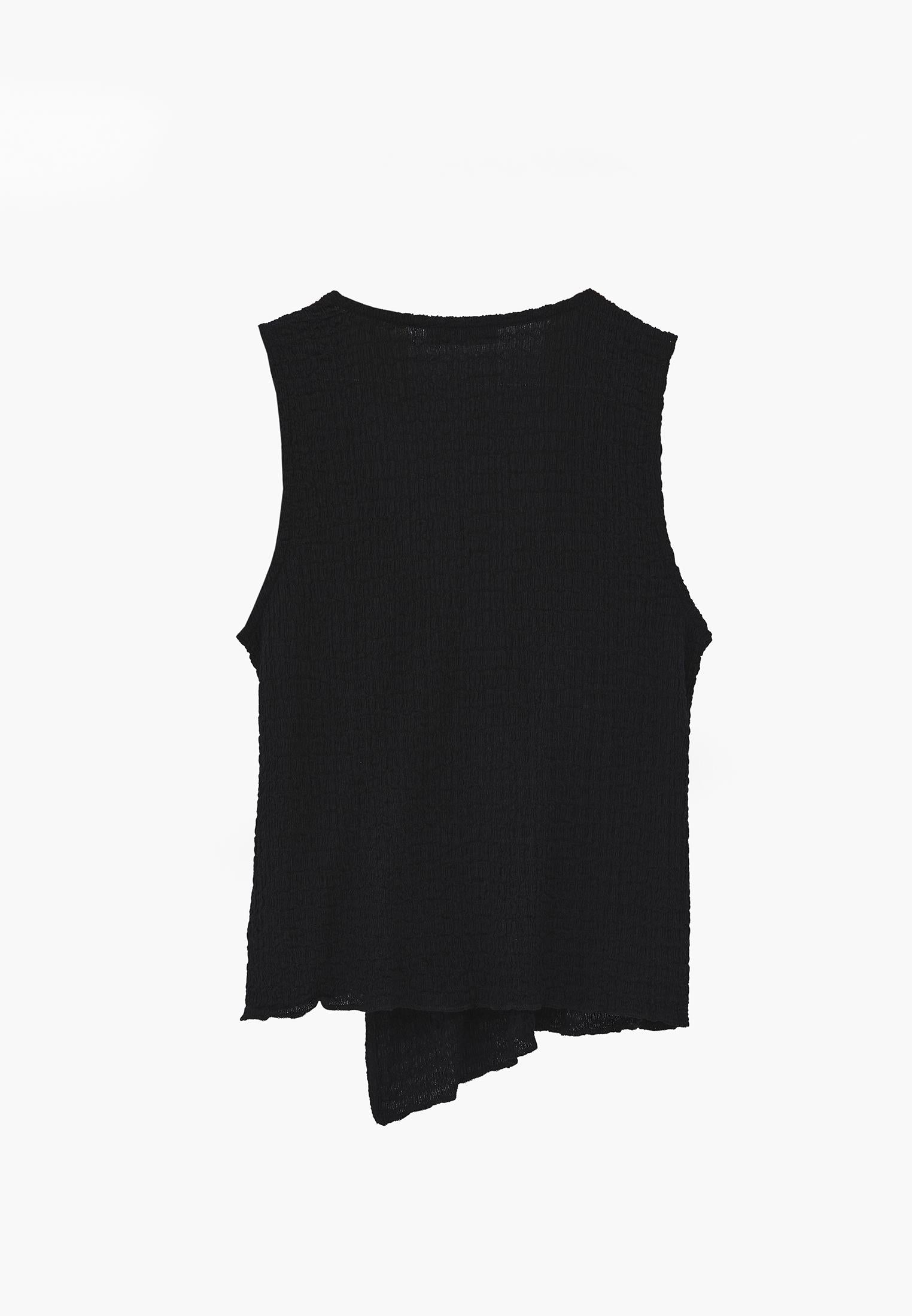V Neck Blouse Without Sleeve Detail - BLACK