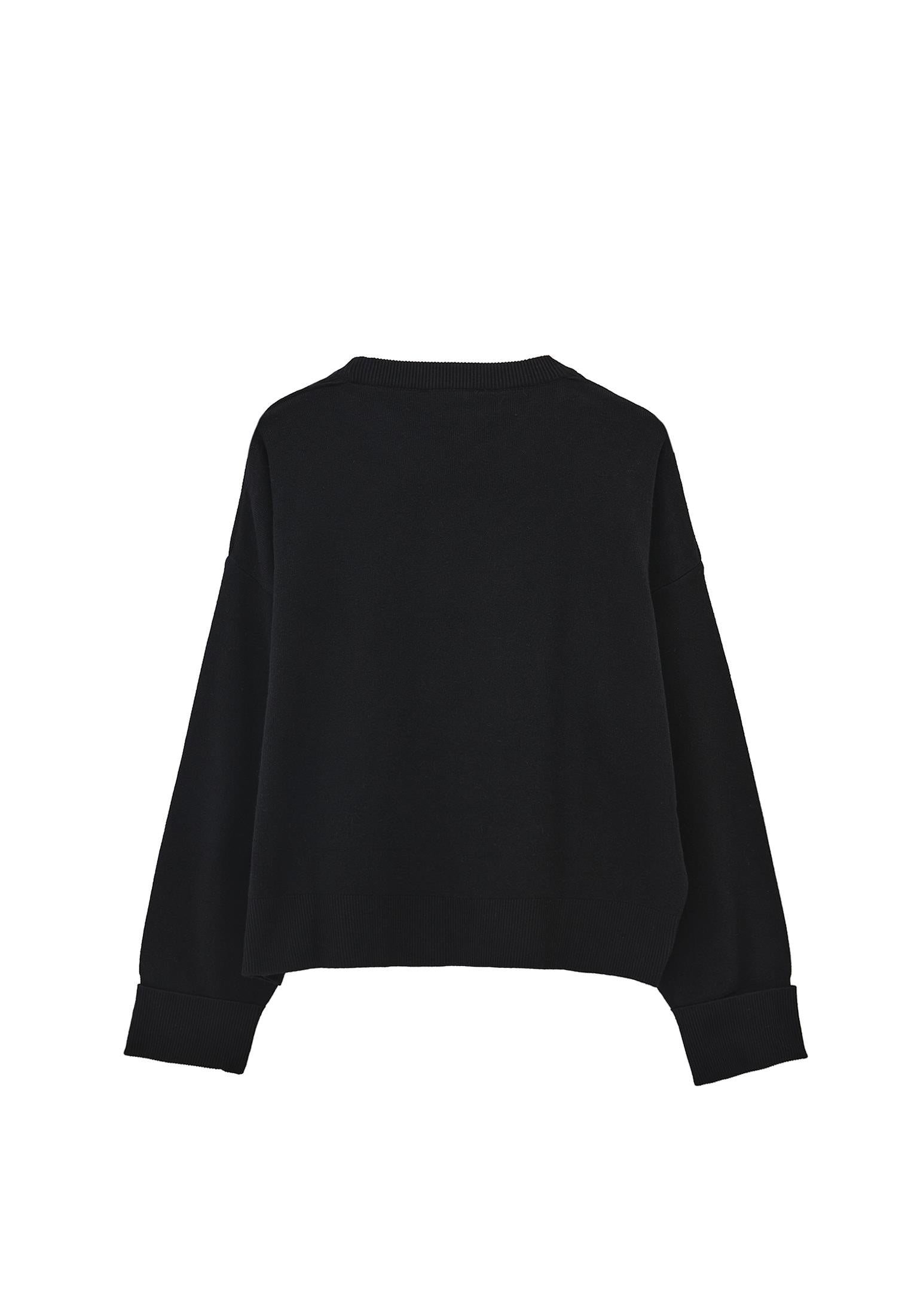 Viscose Sweater With Round Neck - BLACK