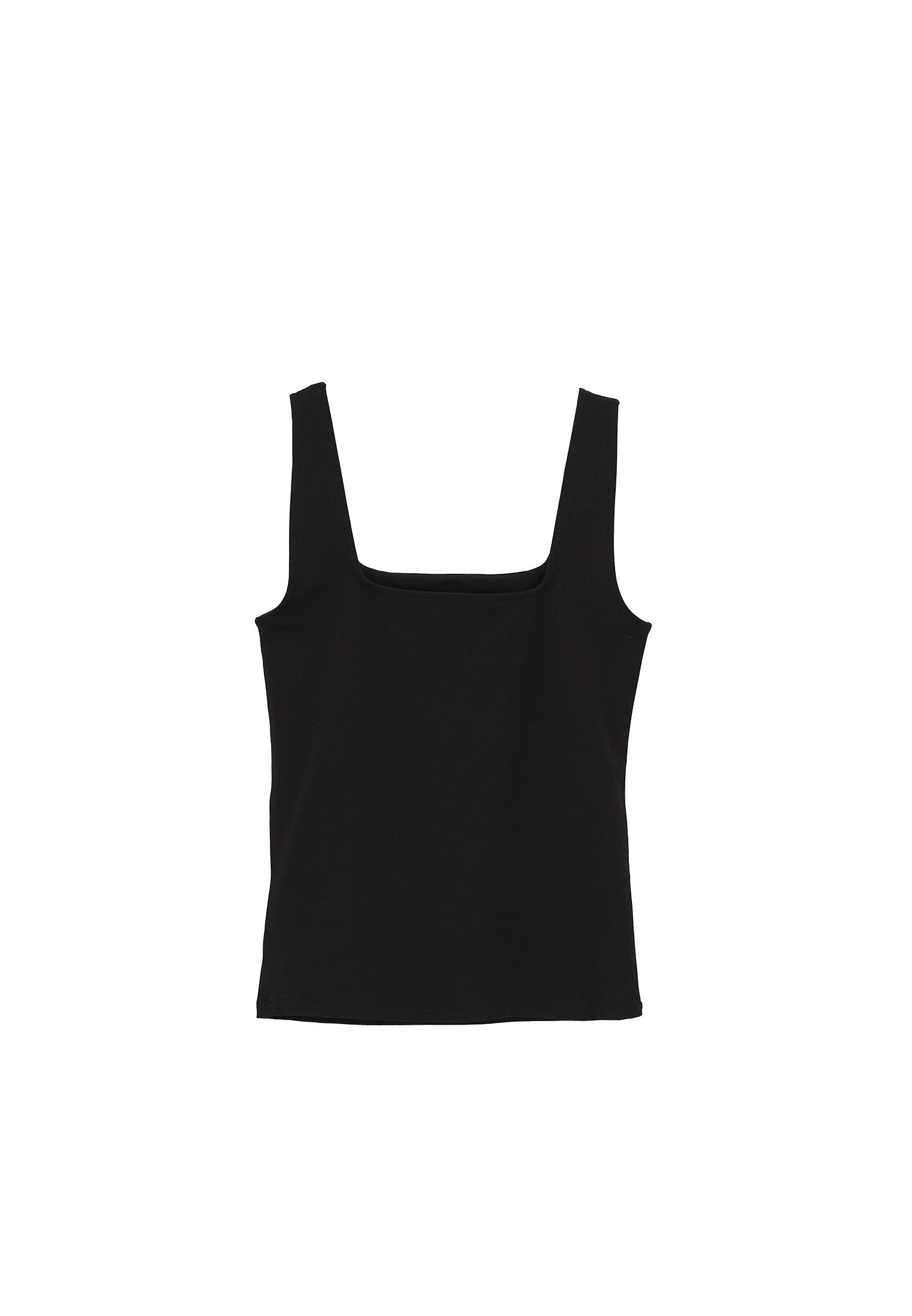 Square Neck Bodycon Tank Top - BLACK
