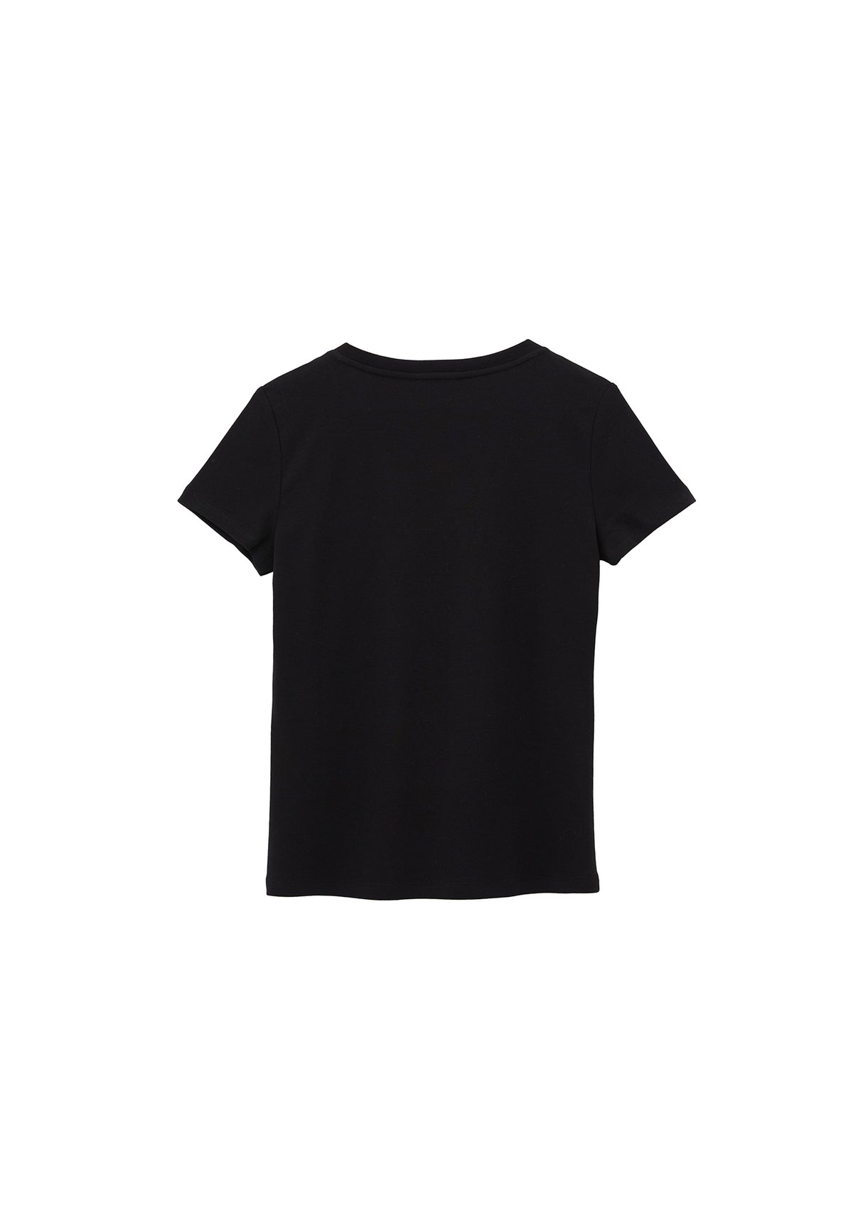 V Neck Short Sleeve T-Shirt - BLACK