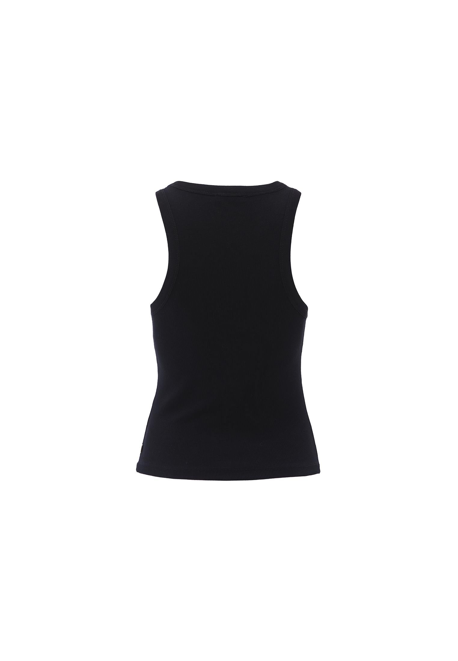 Crew Neck Bodycon Tank Top - BLACK