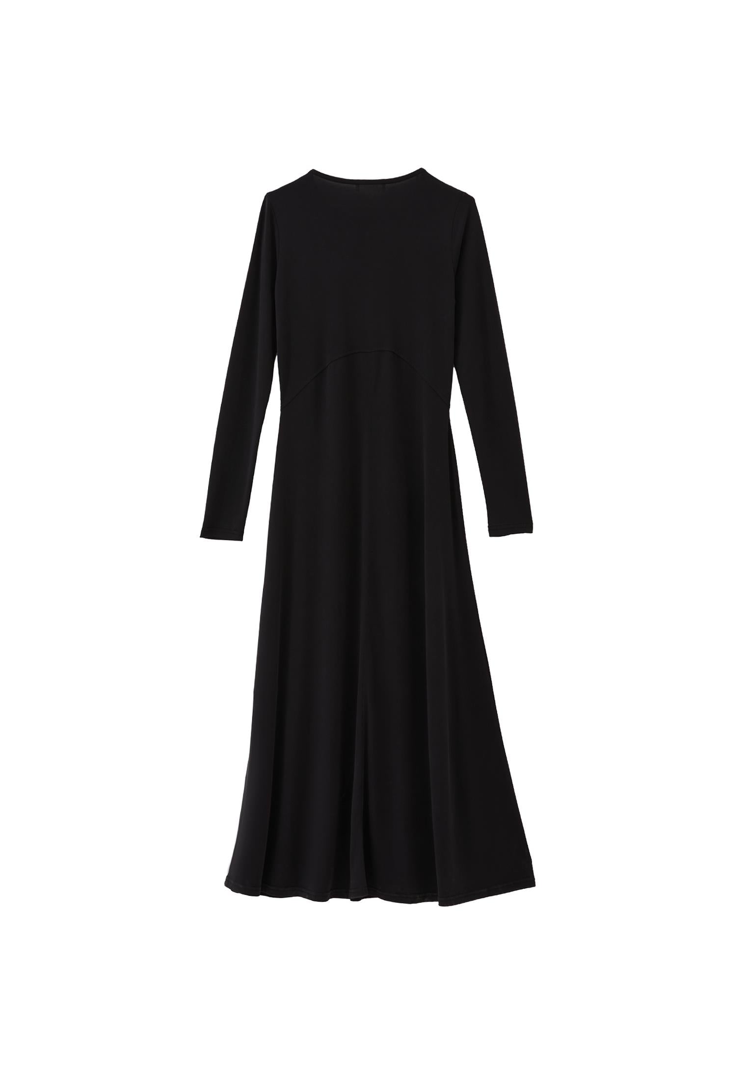 Crew Neck Fashion Dress - BLACK