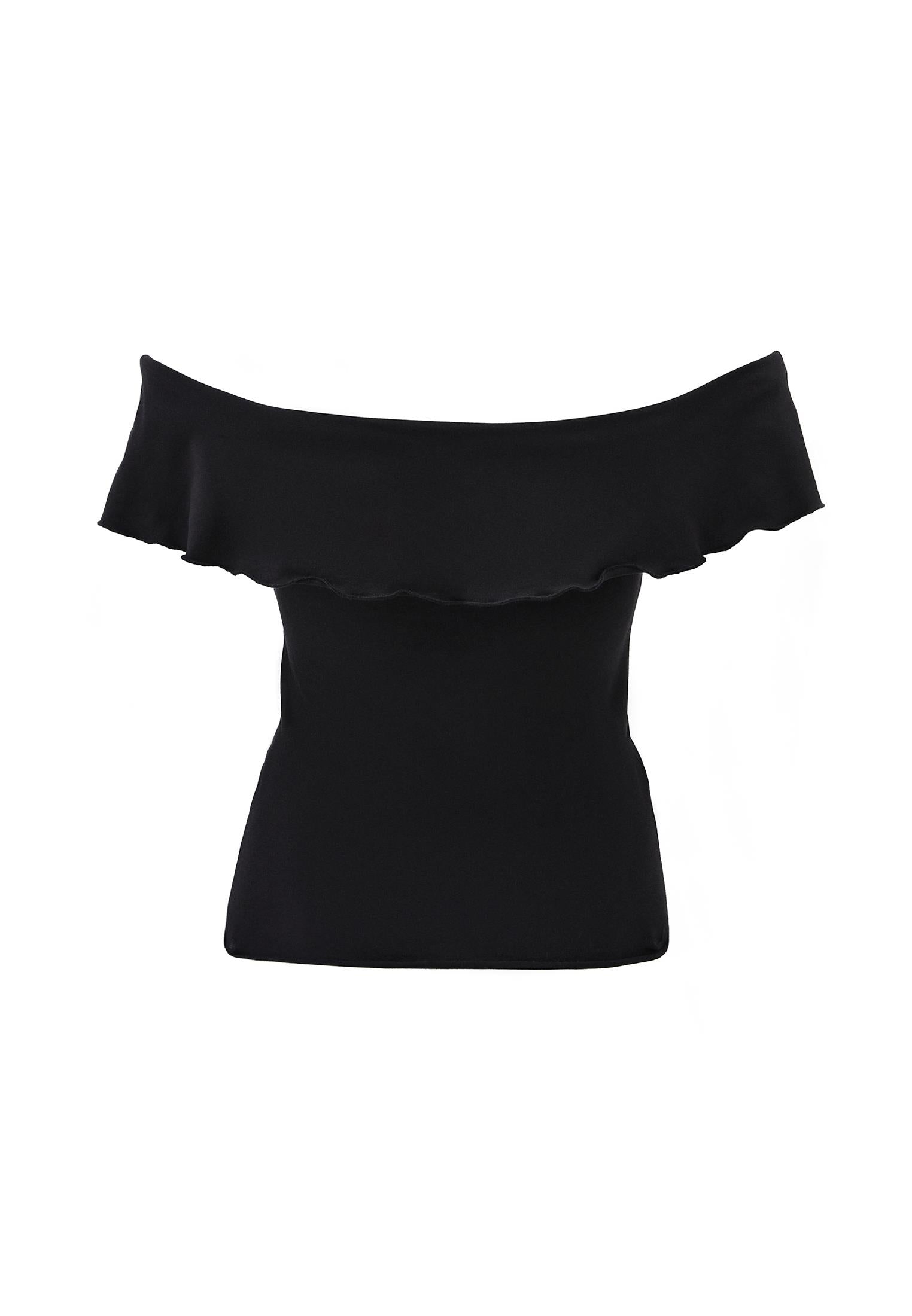 Off Shoulder Modal Blouse - BLACK