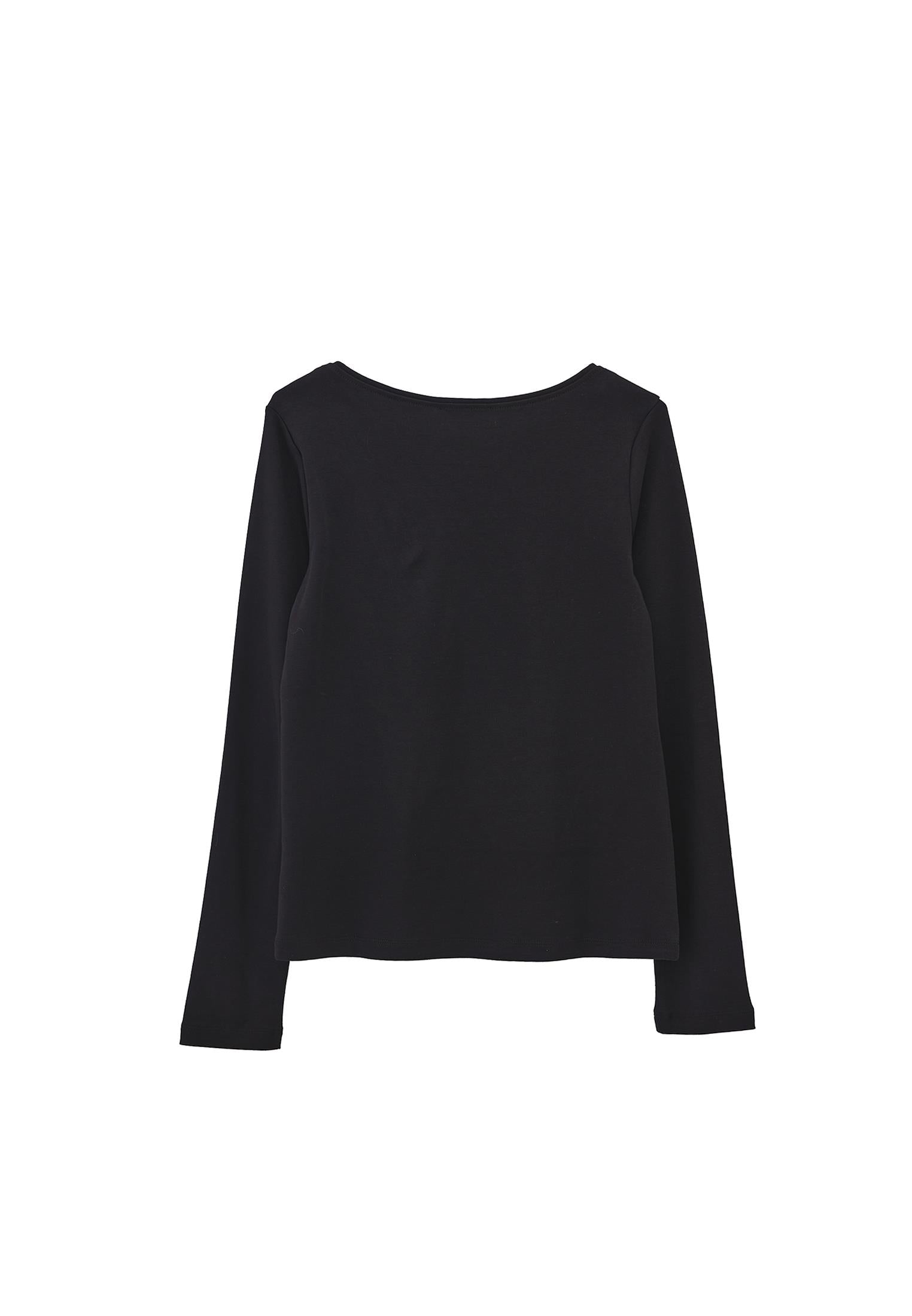 Boat Neck T-Shirt - BLACK
