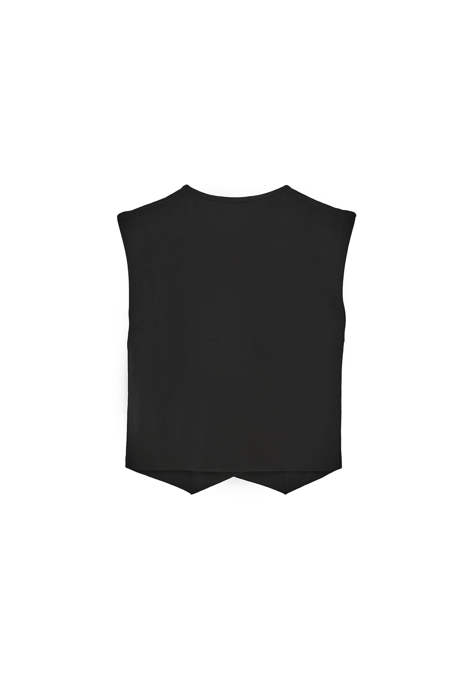 Midi Relaxed Fit Button Detailed Vest - BLACK