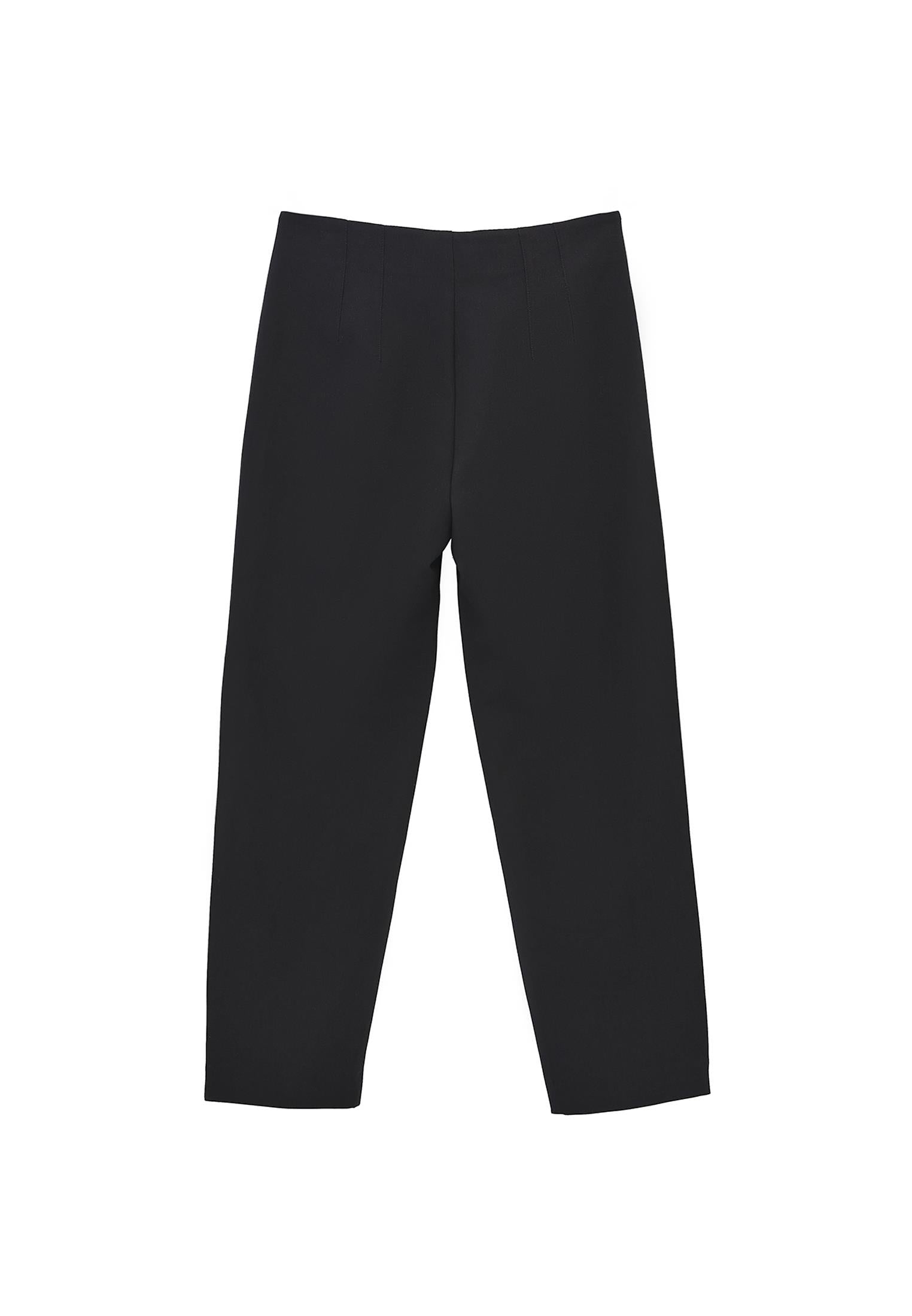 High Waist Carrot Cut Trousers - BLACK