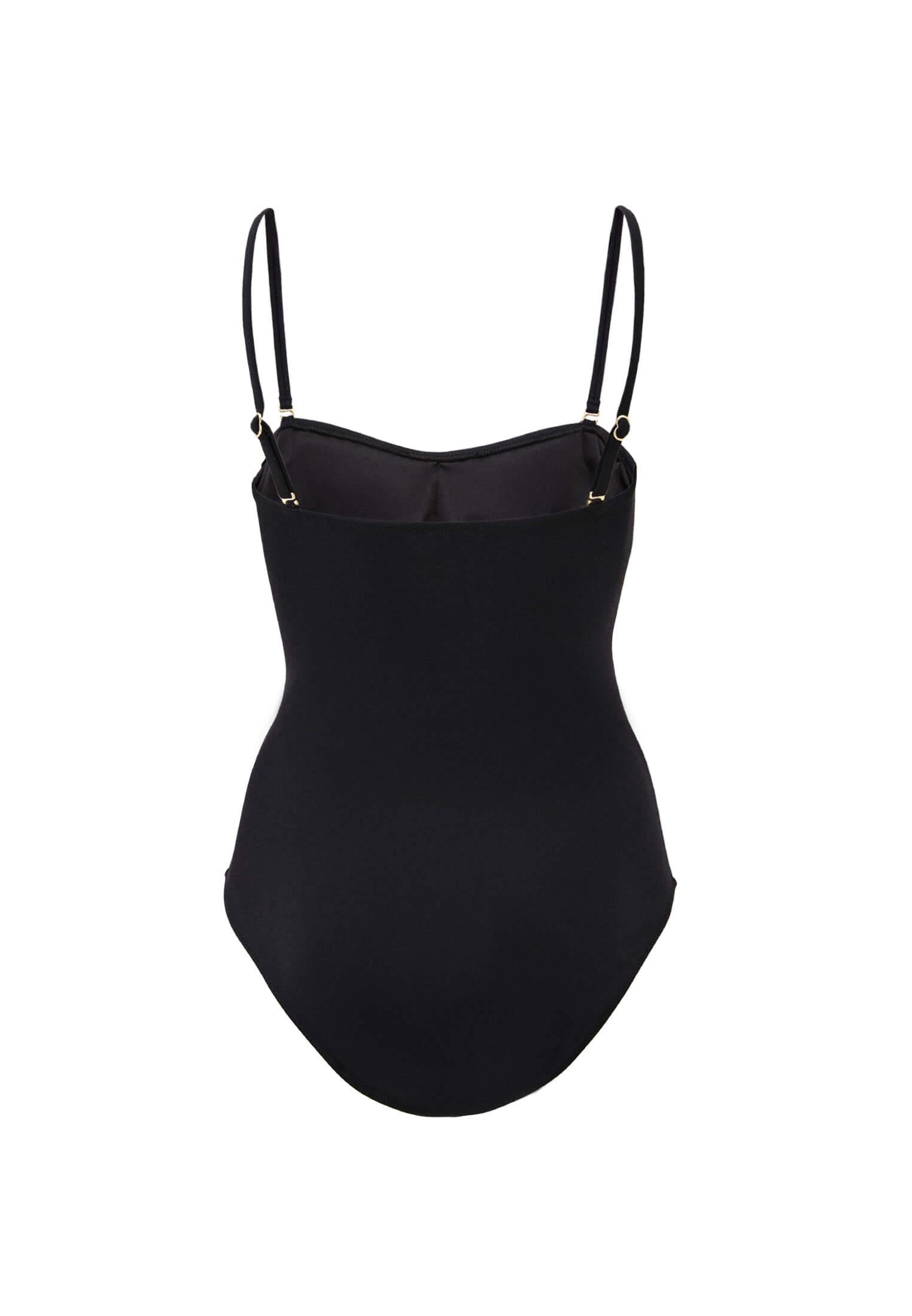 Strapless Strapped Swimsuit - BLACK