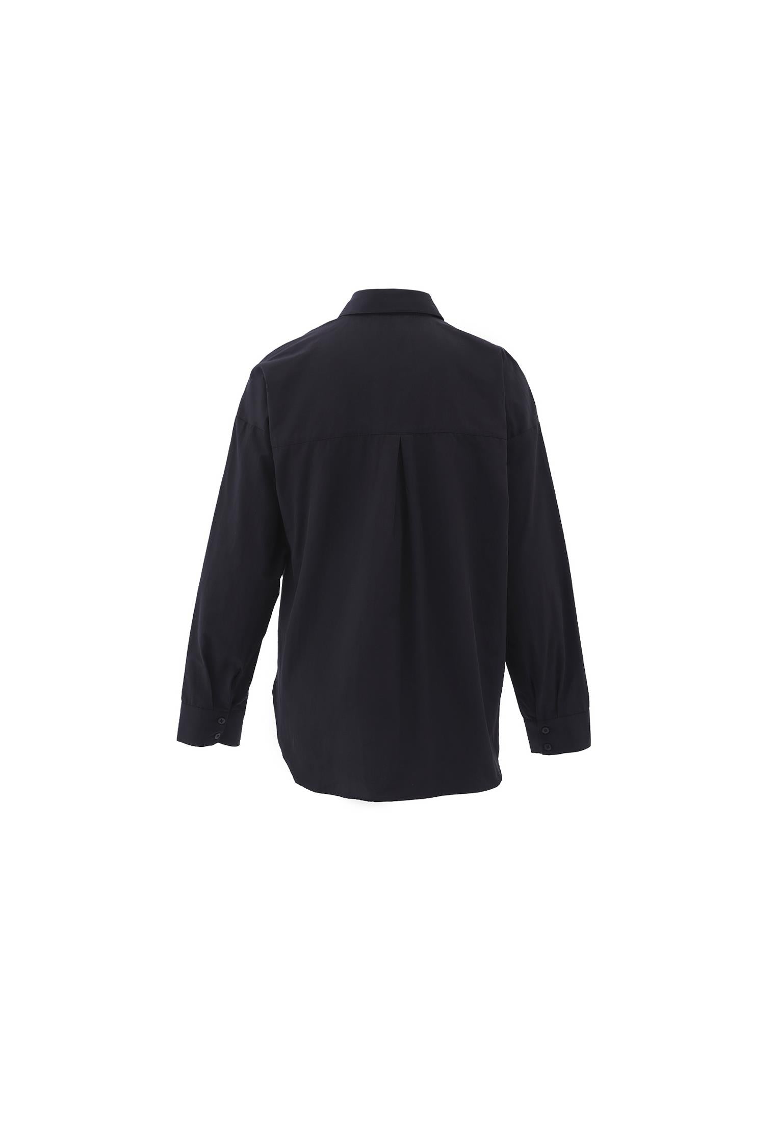 Shirt Collar Loose Woven Shirt - BLACK