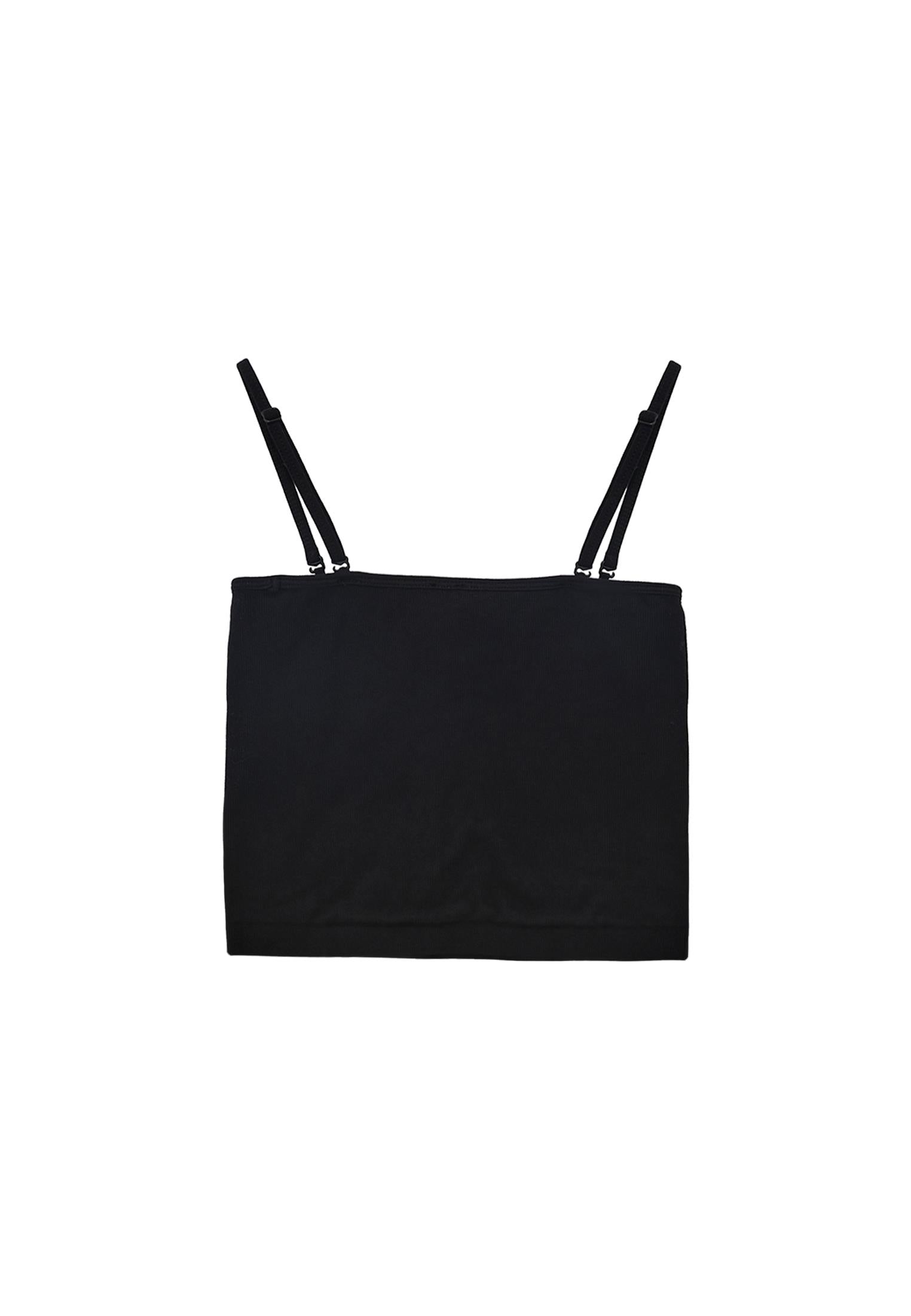 Jacquard Strapless Sleeveless Top - BLACK