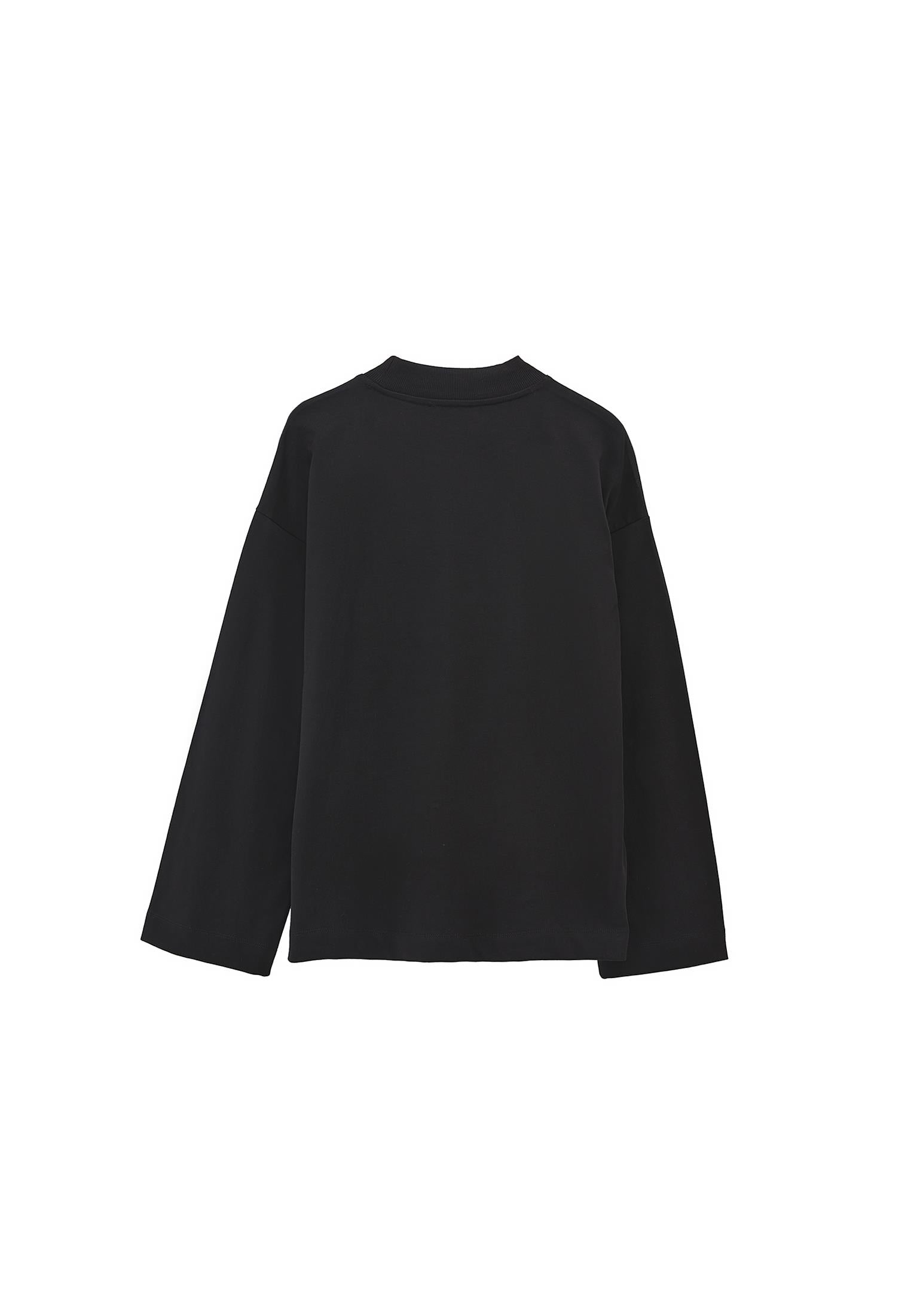 High Neck Oversize T-Shirt - BLACK