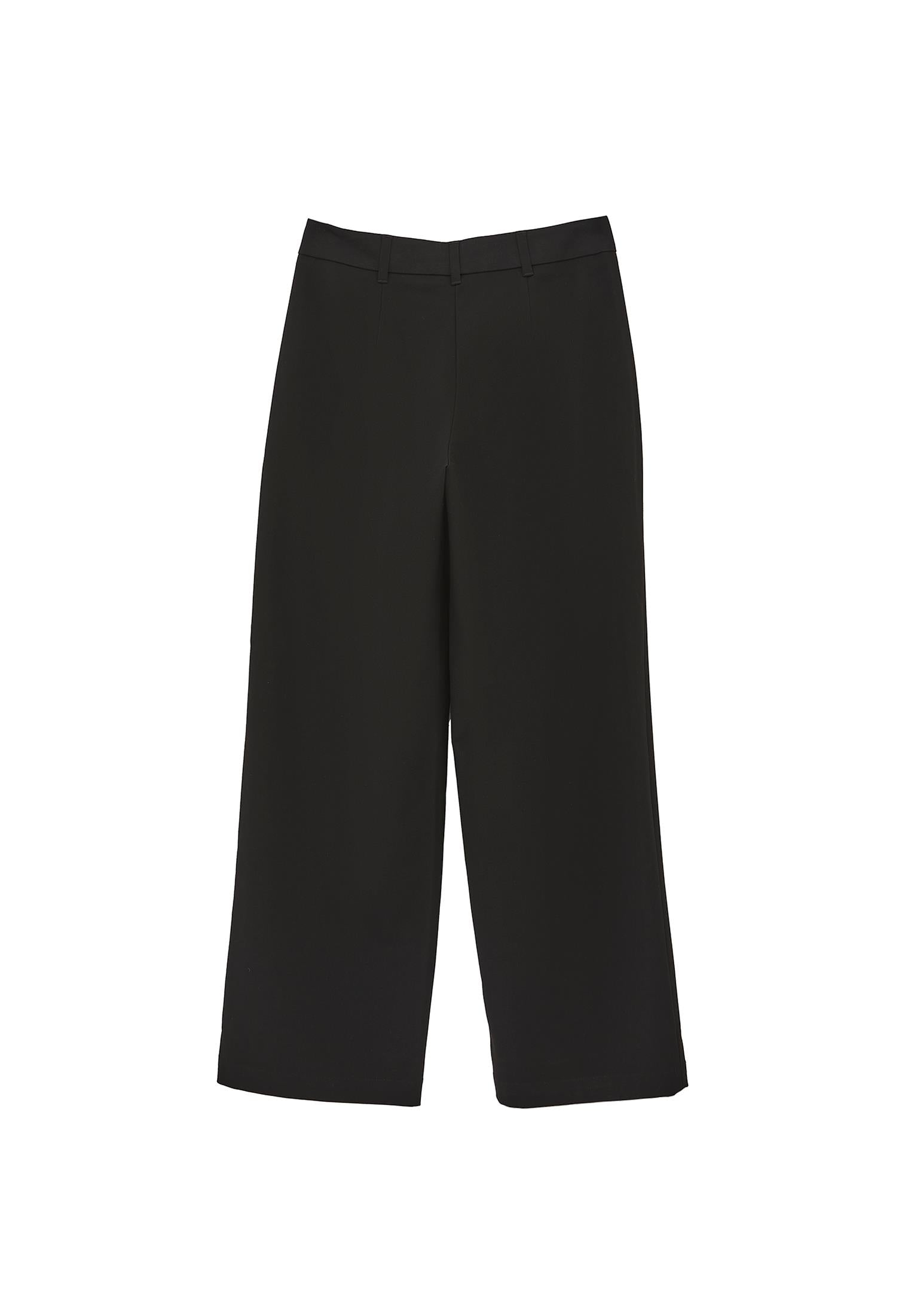 Regular Waist Straight Leg Long Pants - BLACK