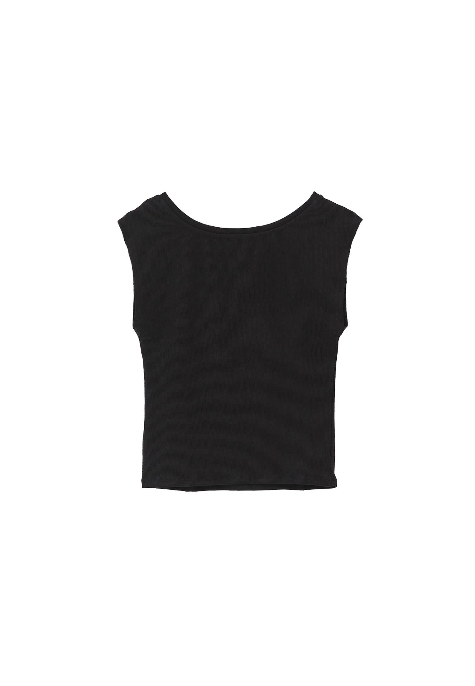 Boat Neck Short Sleeve Bodycon T-Shirt - BLACK